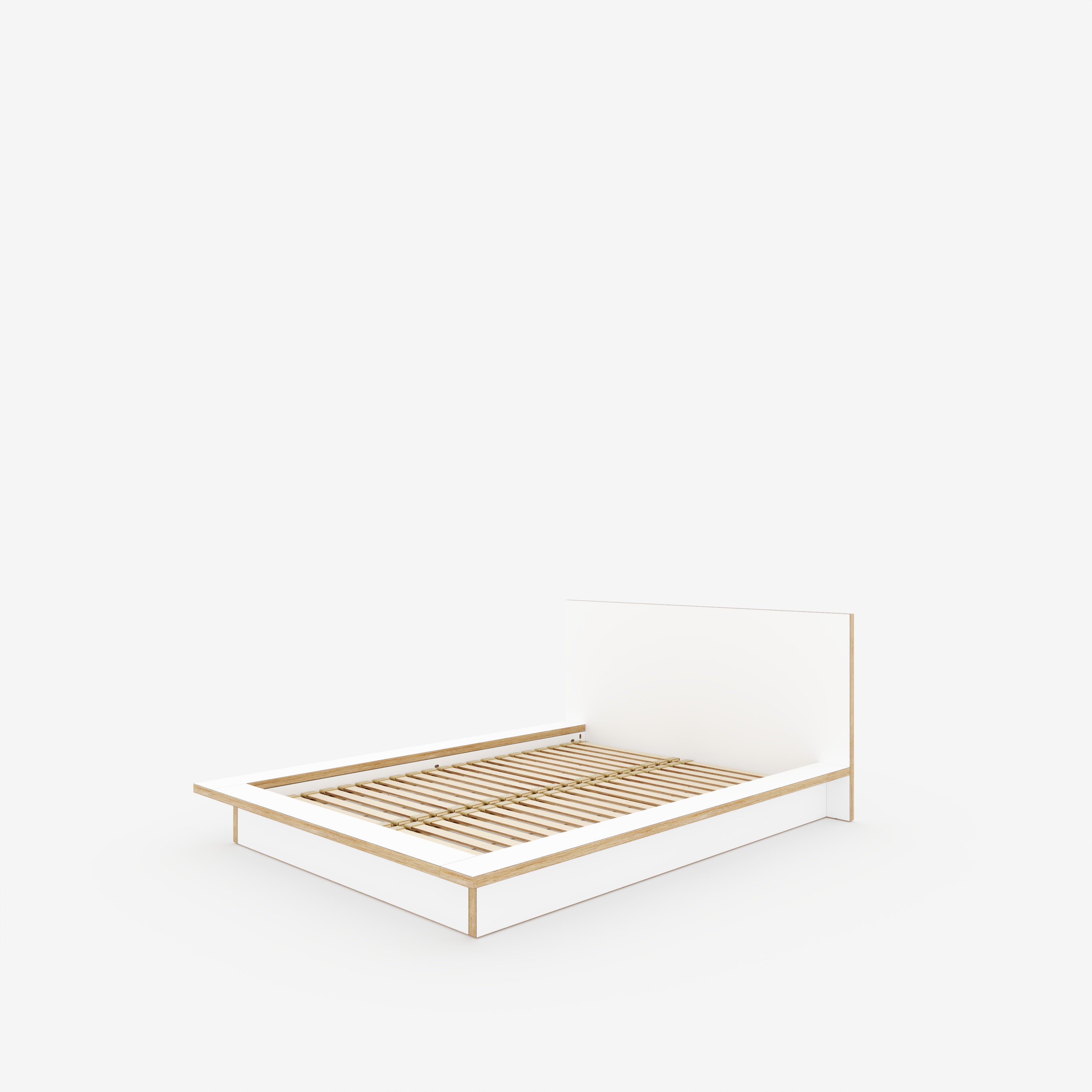 Plywood Platform Bed - Plywood Formica White - European Double 1400(w) x 2000(d) Low