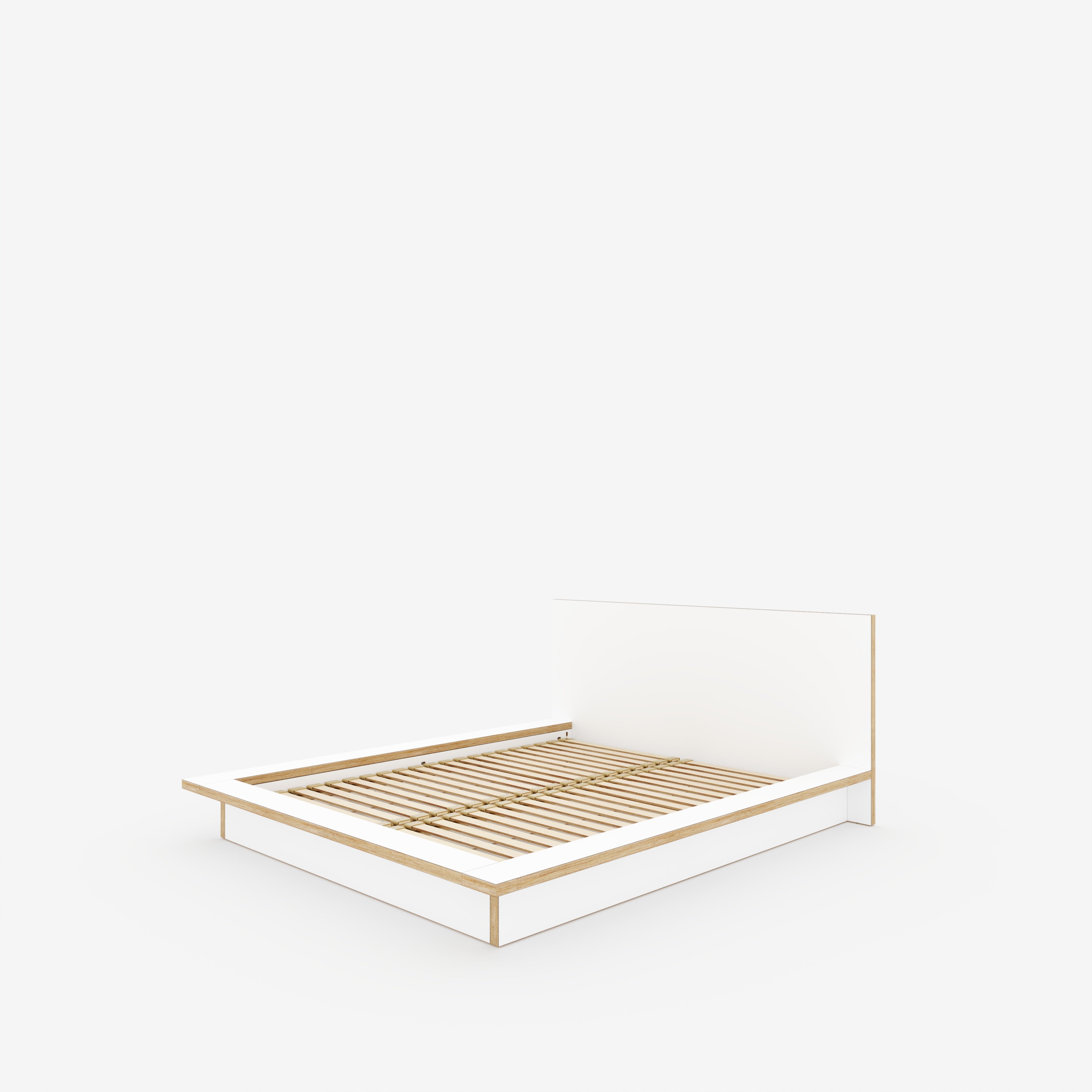 Plywood Platform Bed - Plywood Formica White - European King 1600(w) x 2000(d) Low
