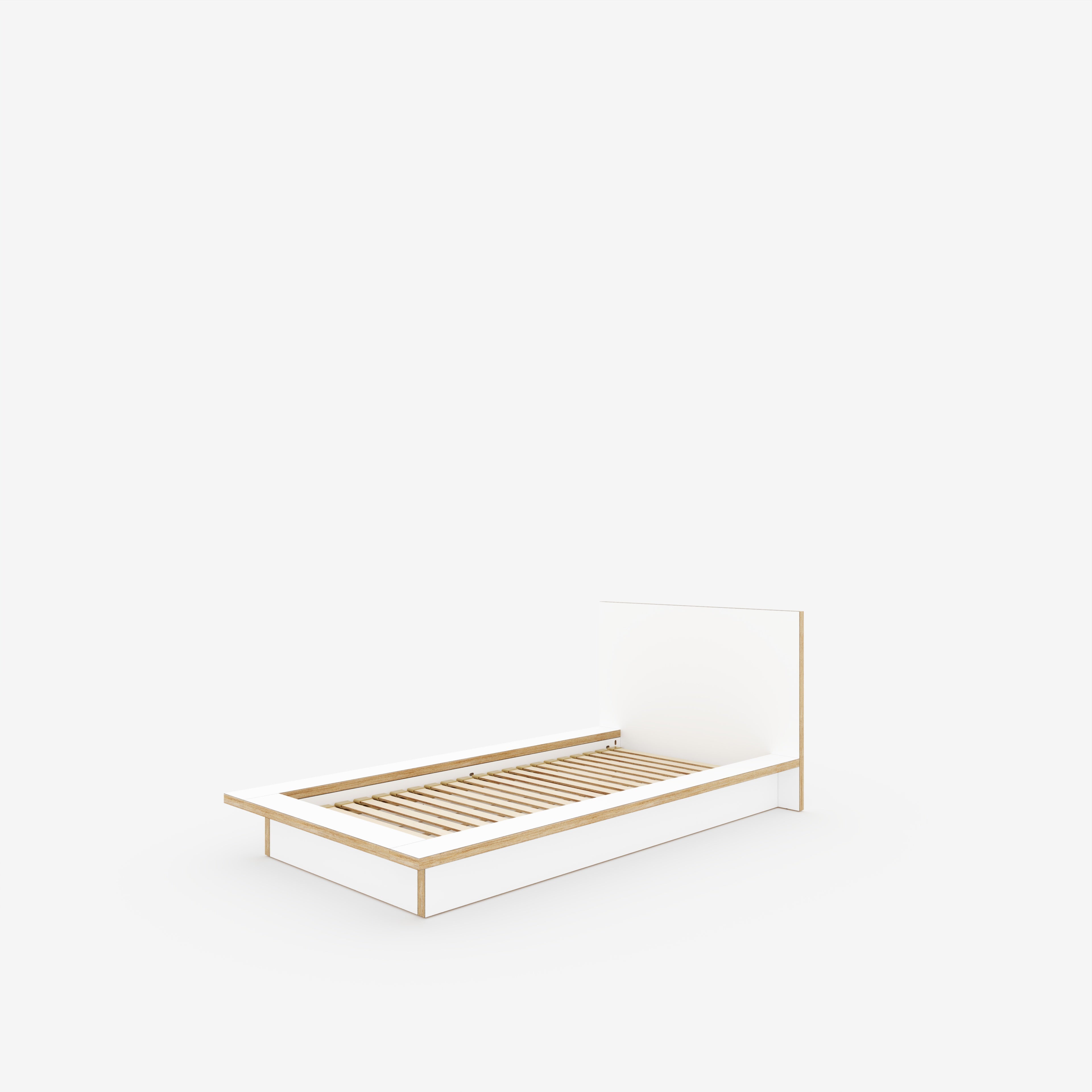 Plywood Platform Bed - Plywood Formica White - European Single 900(w) x 2000(d) Low