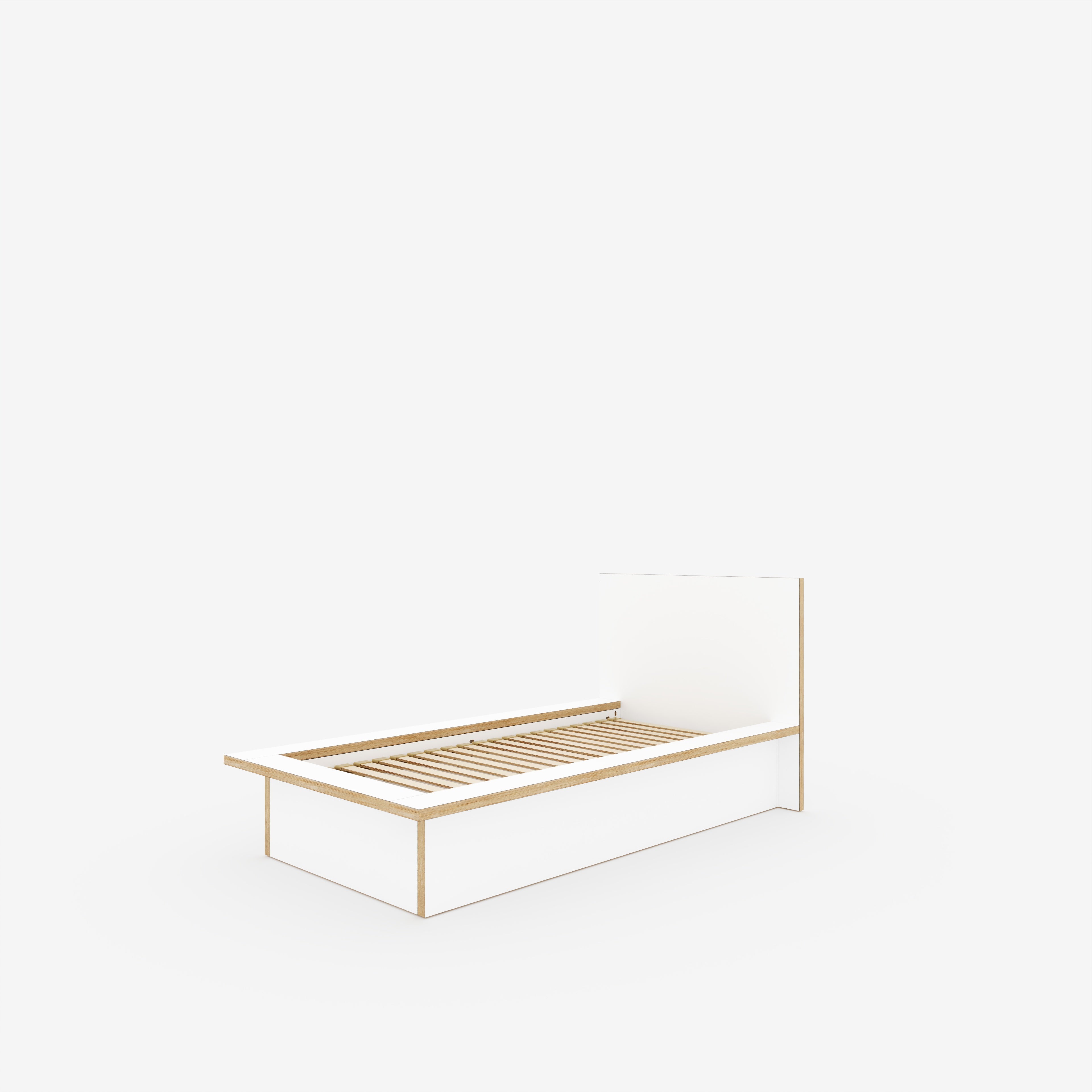 Plywood Platform Bed - Plywood Formica White - European Single 900(w) x 2000(d) High