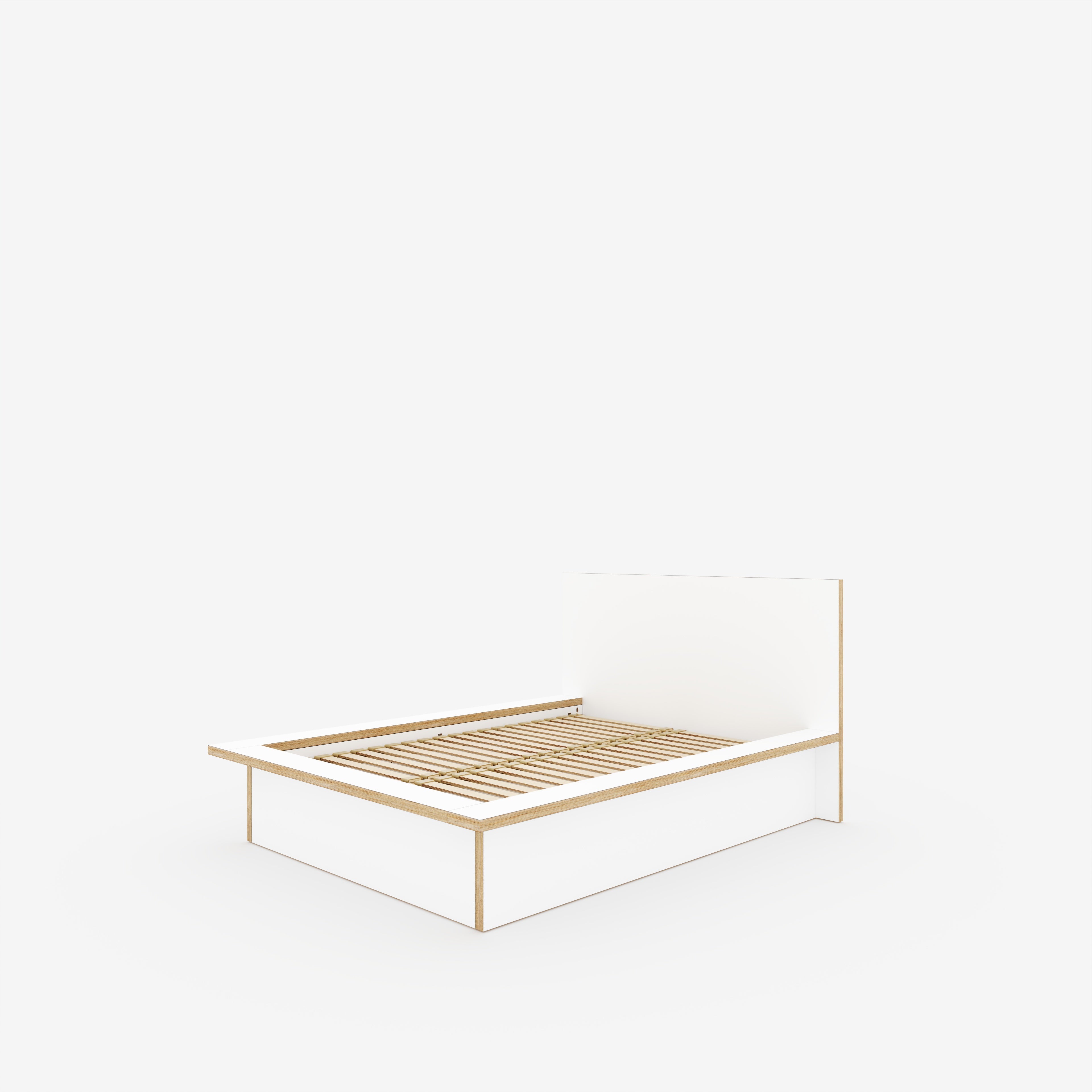 Plywood Platform Bed - Plywood Formica White - Standard Double 1350(w) x 1900(d) High