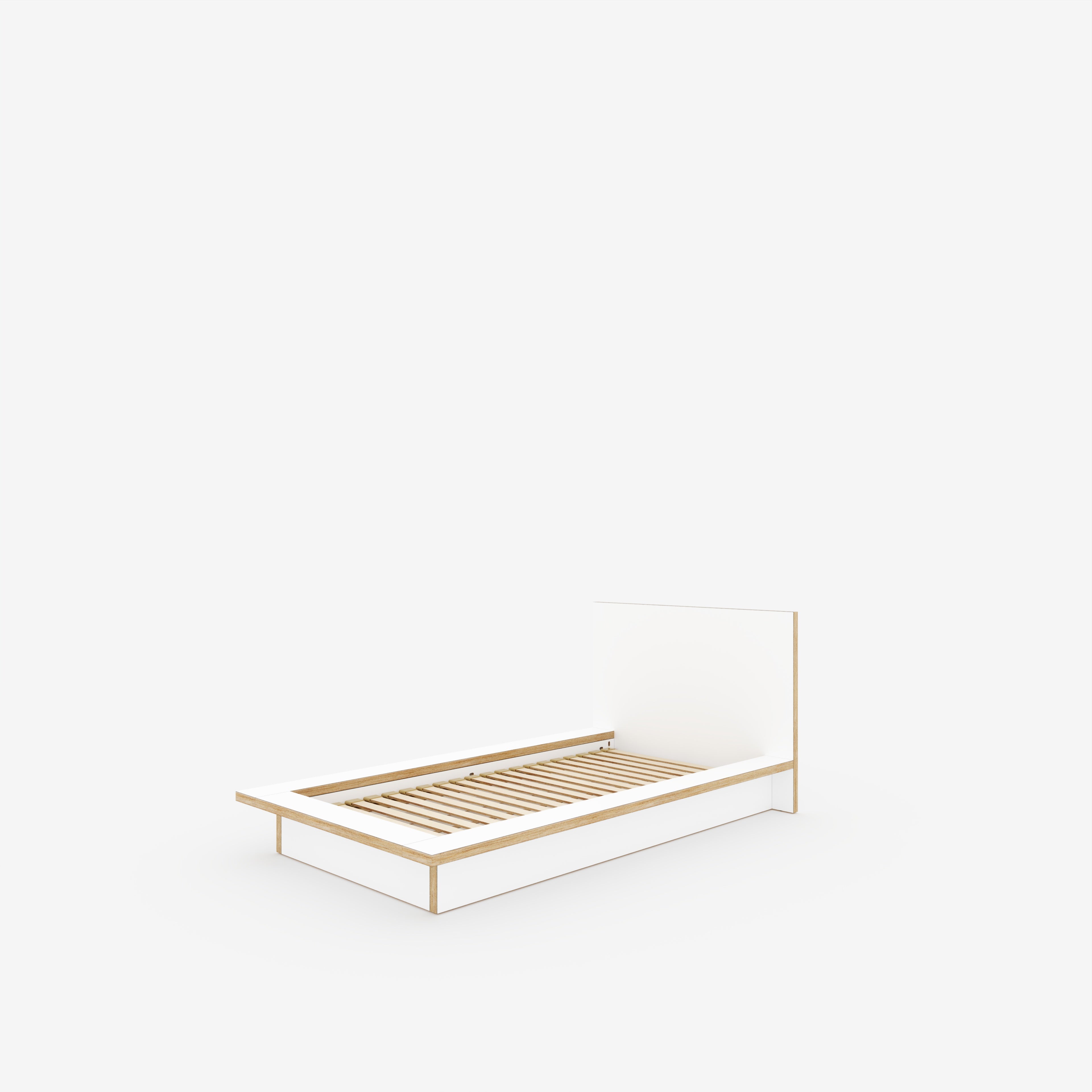 Plywood Platform Bed - Plywood Formica White - Standard Single 900(w) x 1900(d) - Low