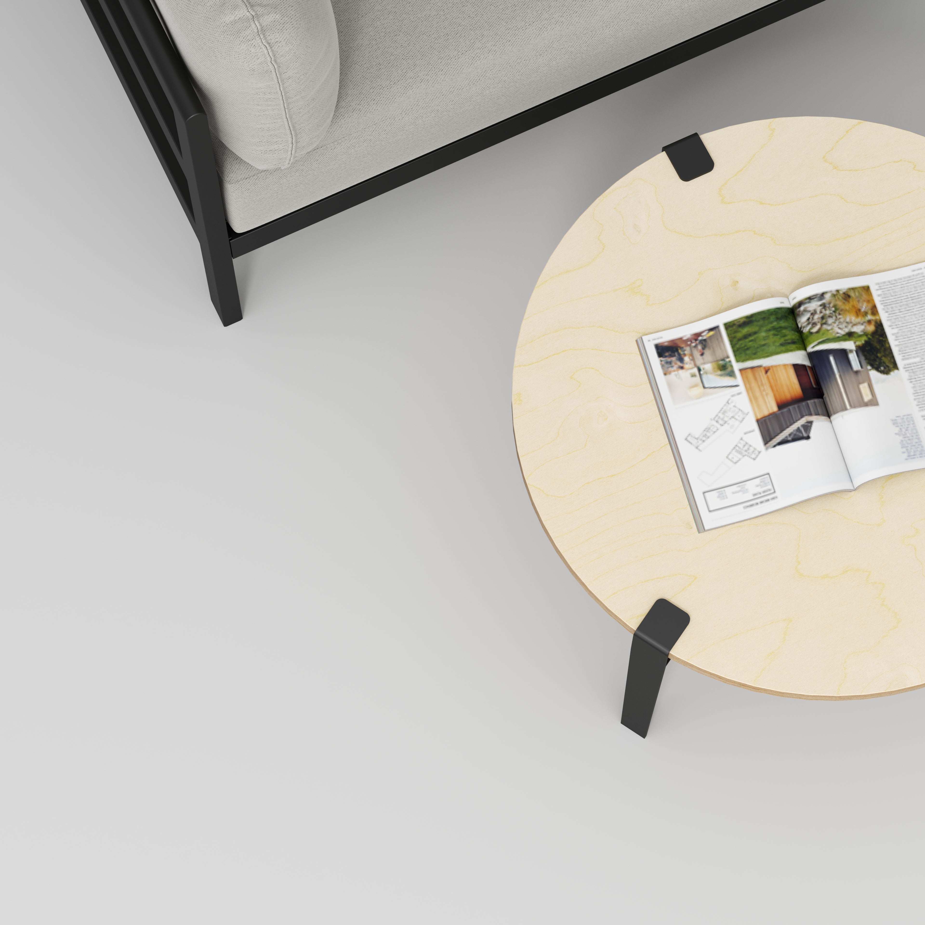 Custom Plywood Round Coffee Table with Tiptoe Legs