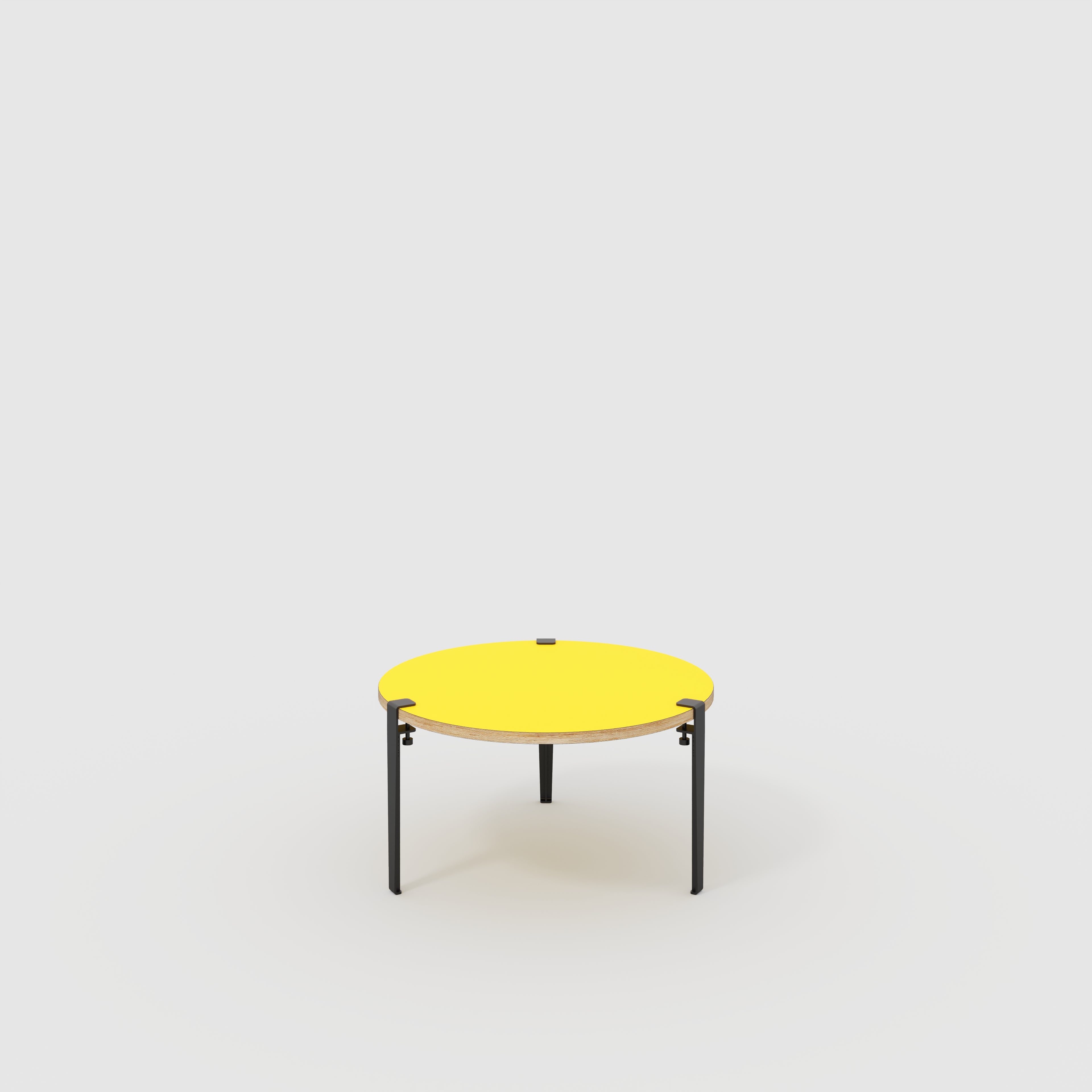 Round Coffee Table with Black Tiptoe Legs - Formica Chrome Yellow - 800(dia) x 430(h)