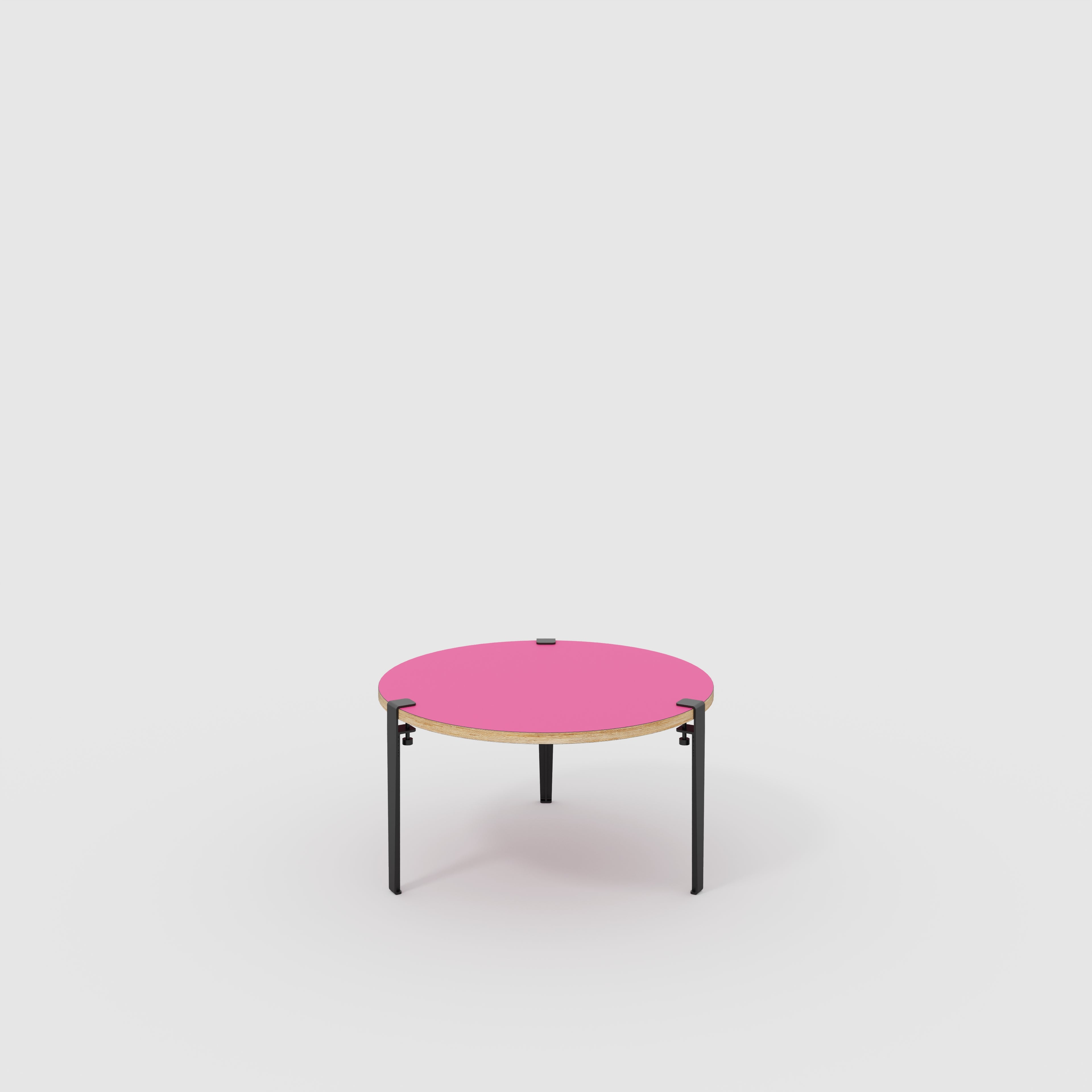 Round Coffee Table with Black Tiptoe Legs - Formica Juicy Pink - 800(dia) x 430(h)