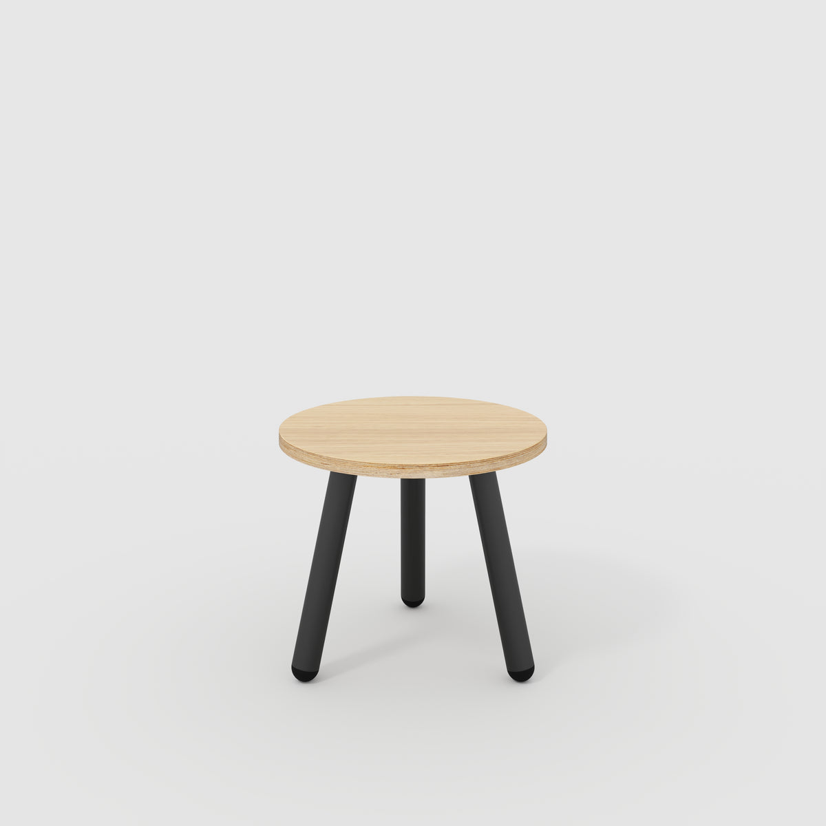 Plywood Round Side Table with Black Round Single Pin Legs - Plywood Oa
