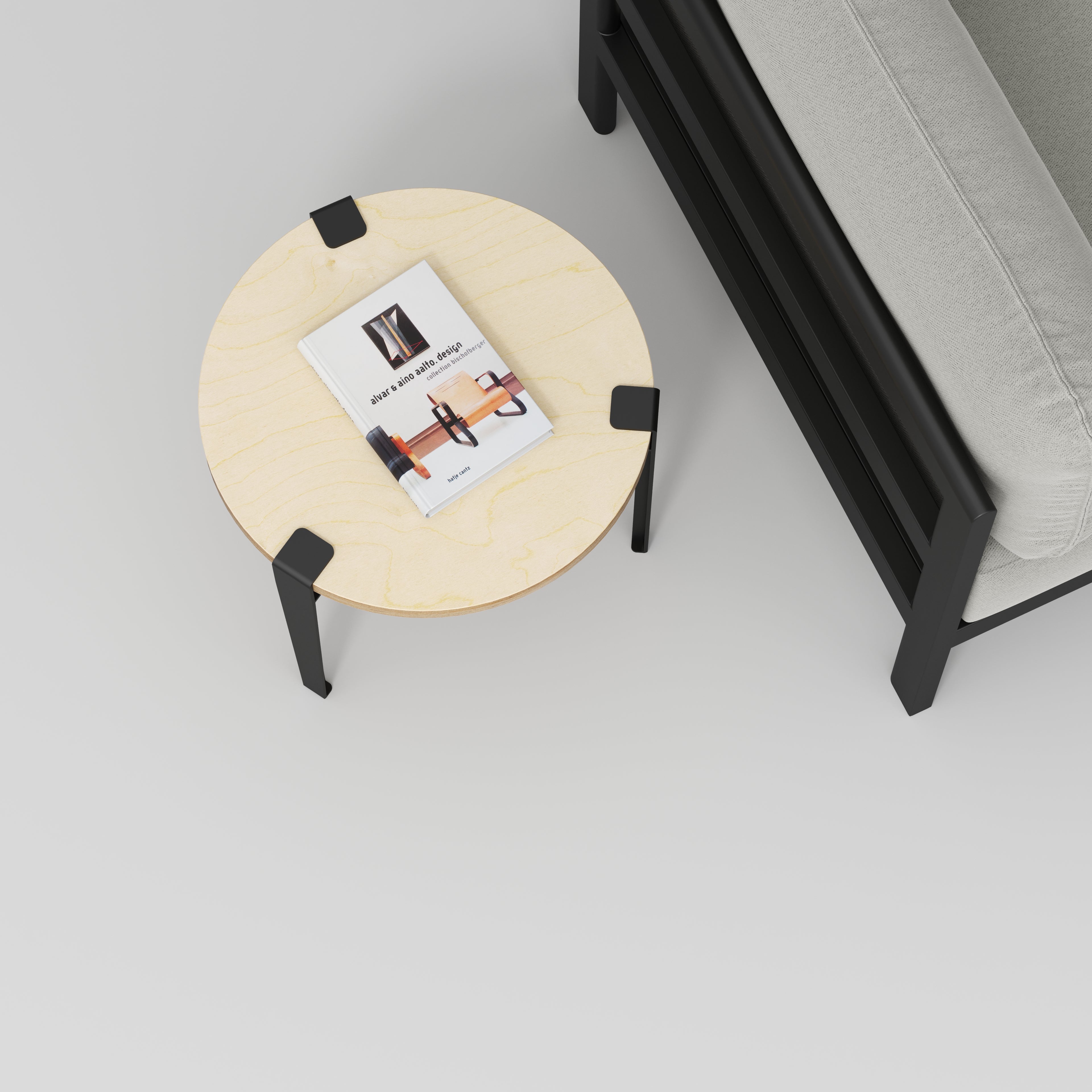 Custom Plywood Round Side Table with Tiptoe Legs