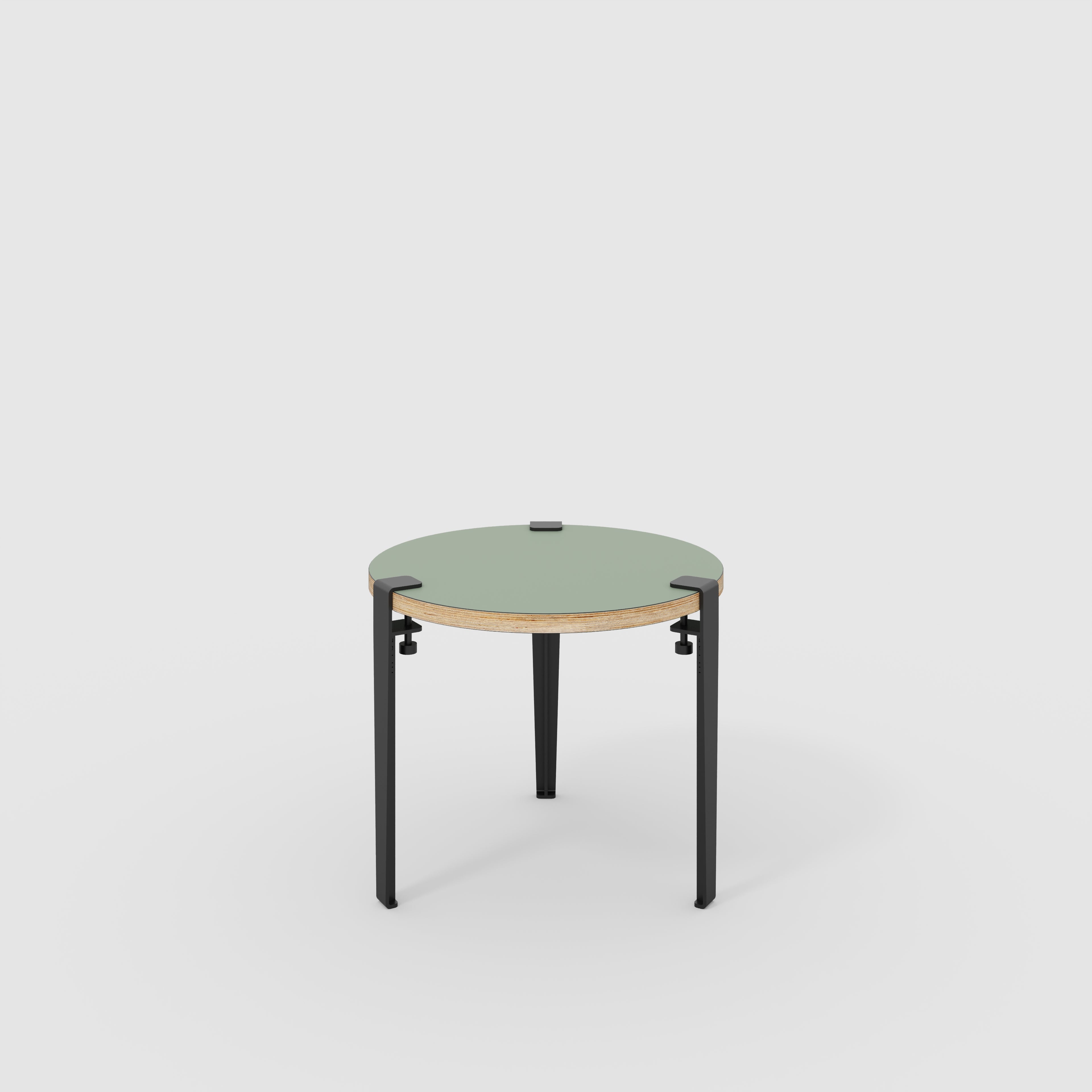 Round Side Table with Black Tiptoe Legs - Formica Green Slate - 500(dia) x 430(h)