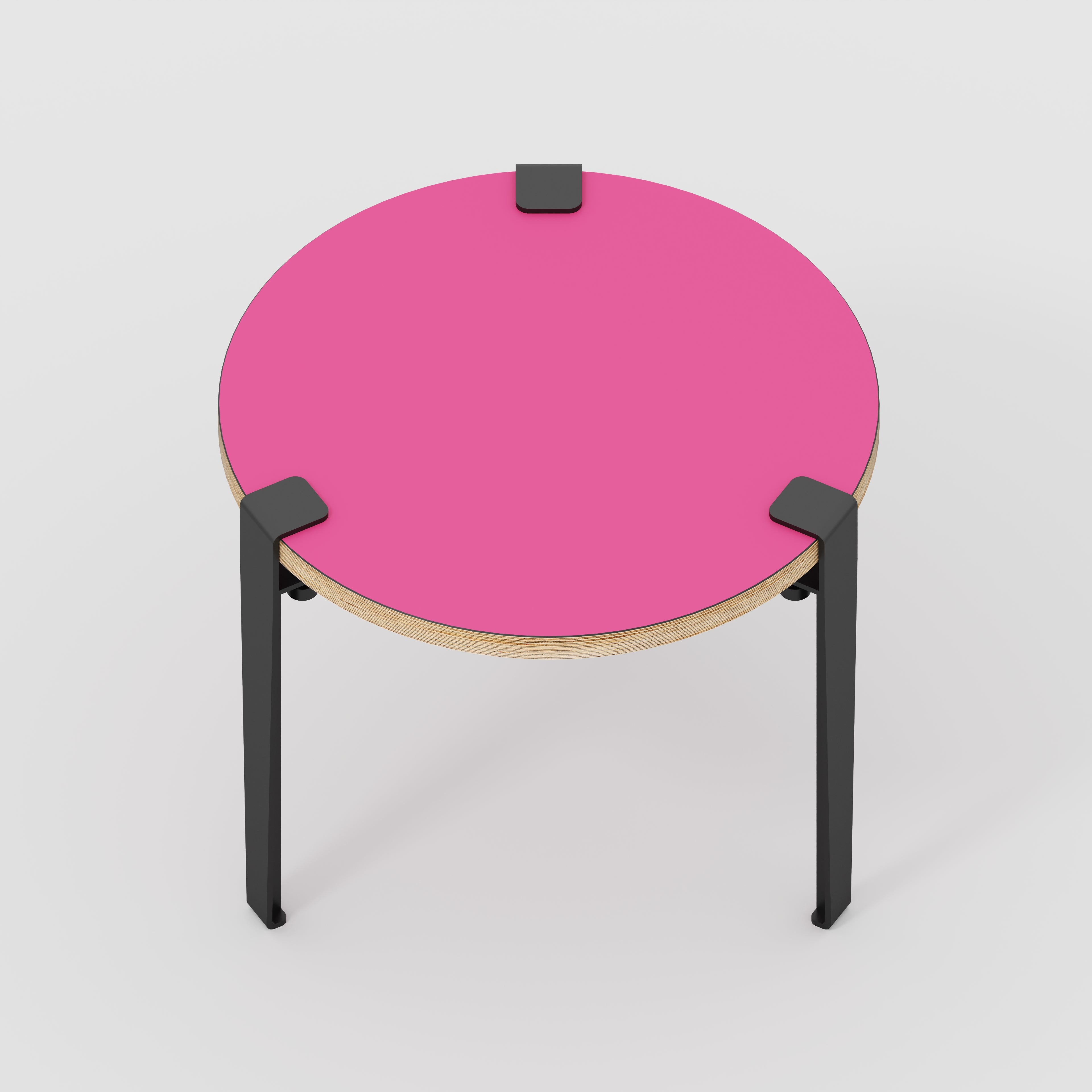 Round Side Table with Black Tiptoe Legs - Formica Juicy Pink - 500(dia) x 430(h)