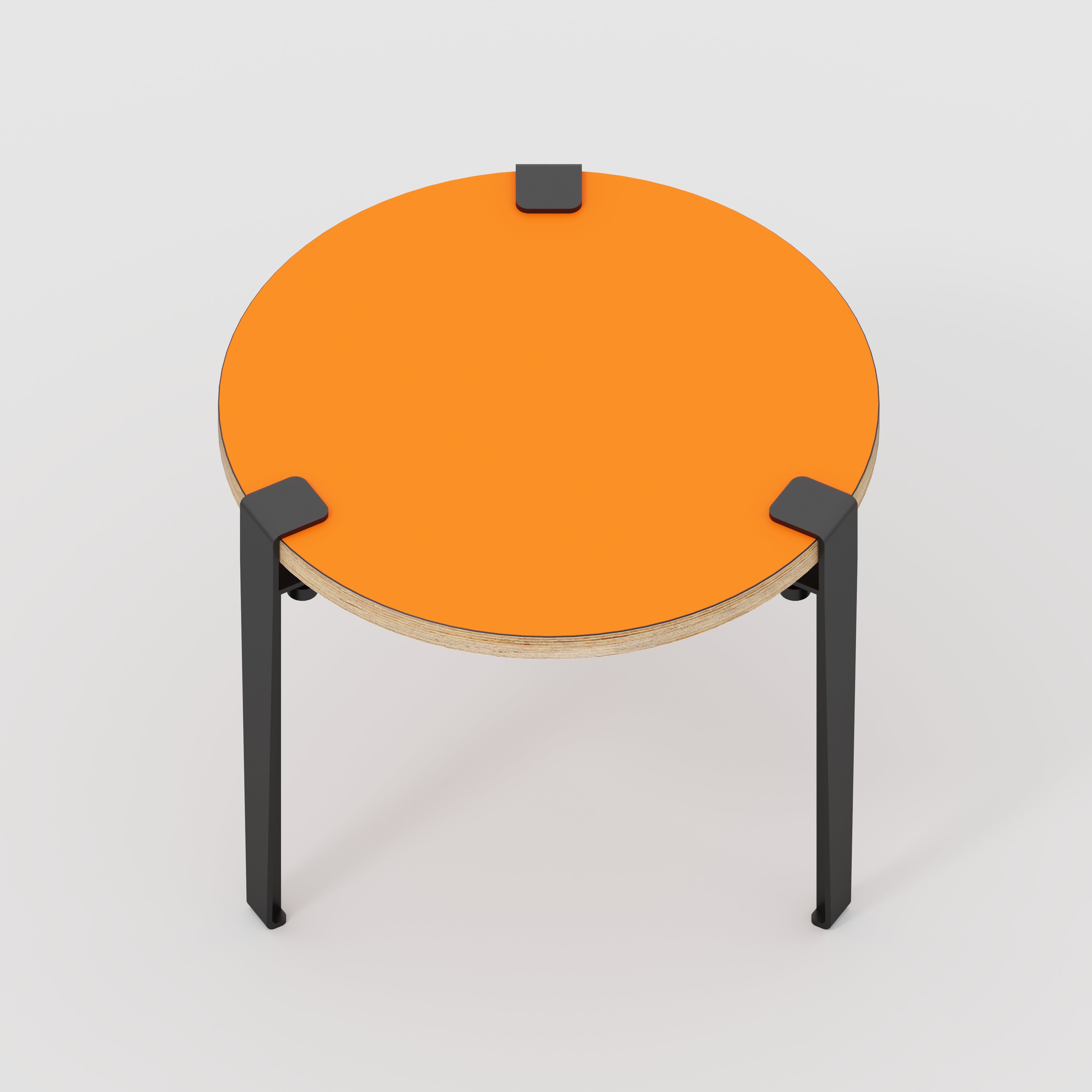 Round Side Table with Black Tiptoe Legs - Formica Levante Orange - 500(dia) x 430(h)