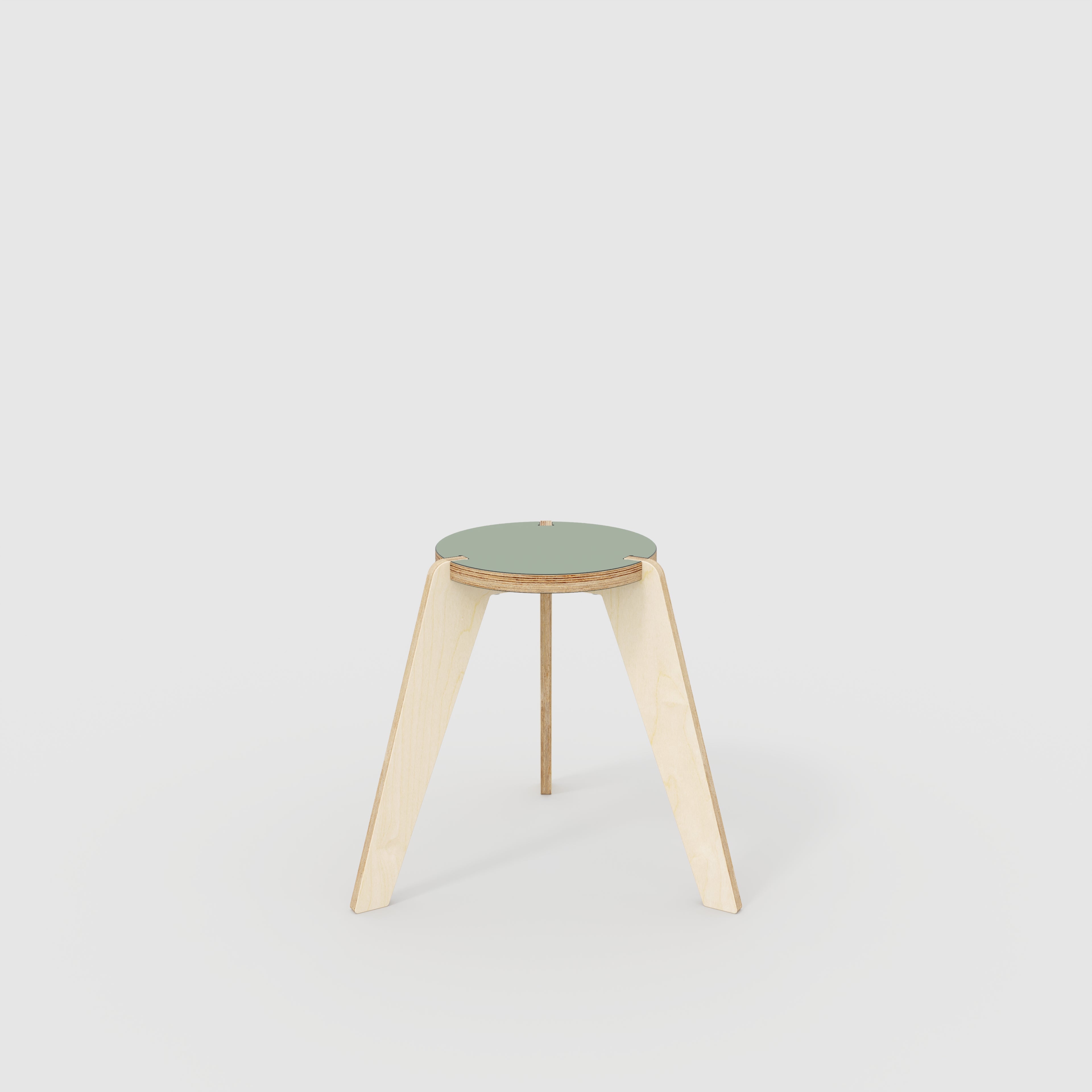 Round Stool with Plywood Legs - Formica Green Slate - 525(w) x 450(d) x 450(h)