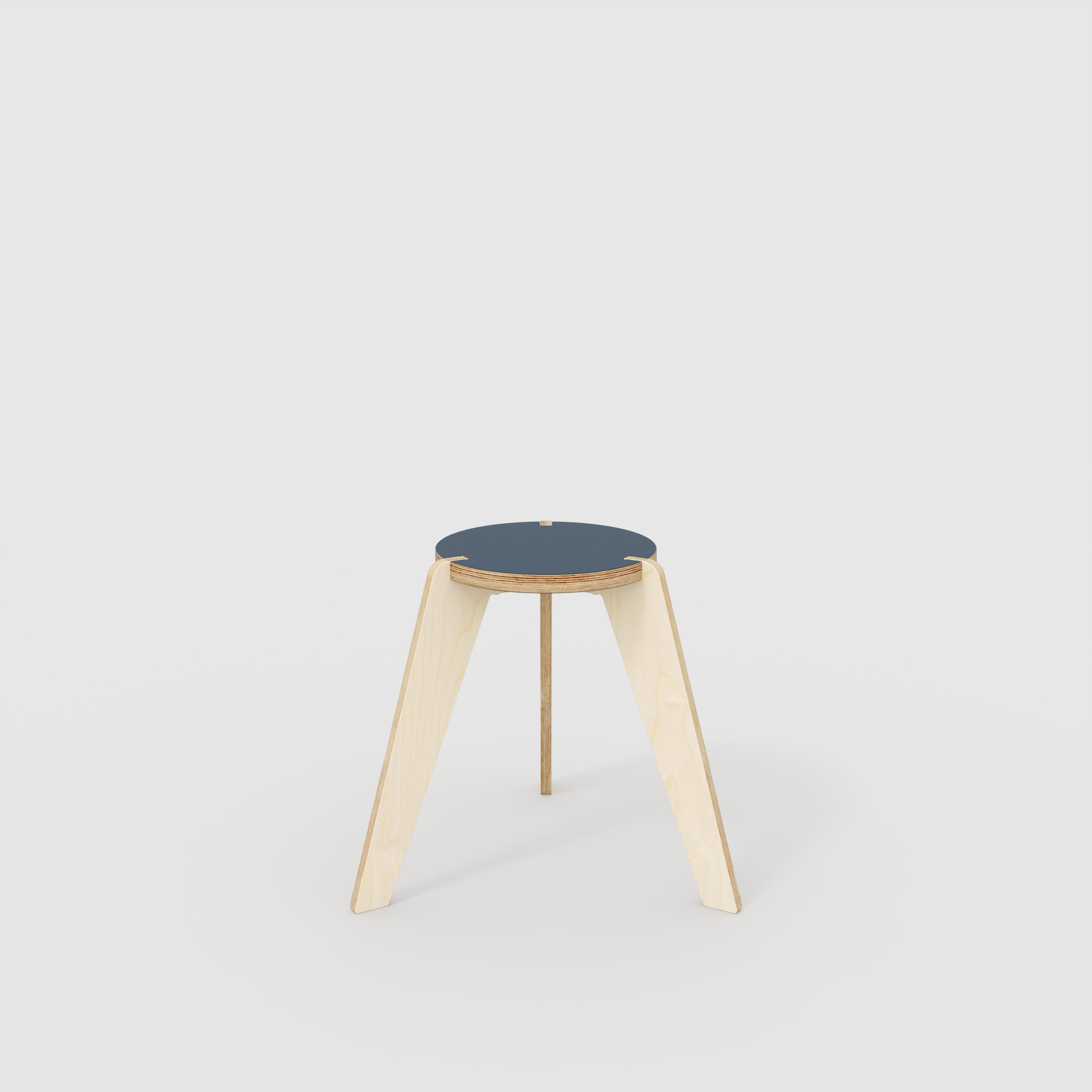Round Stool with Plywood Legs - Formica Night Sea Blue - 525(w) x 450(d) x 450(h)