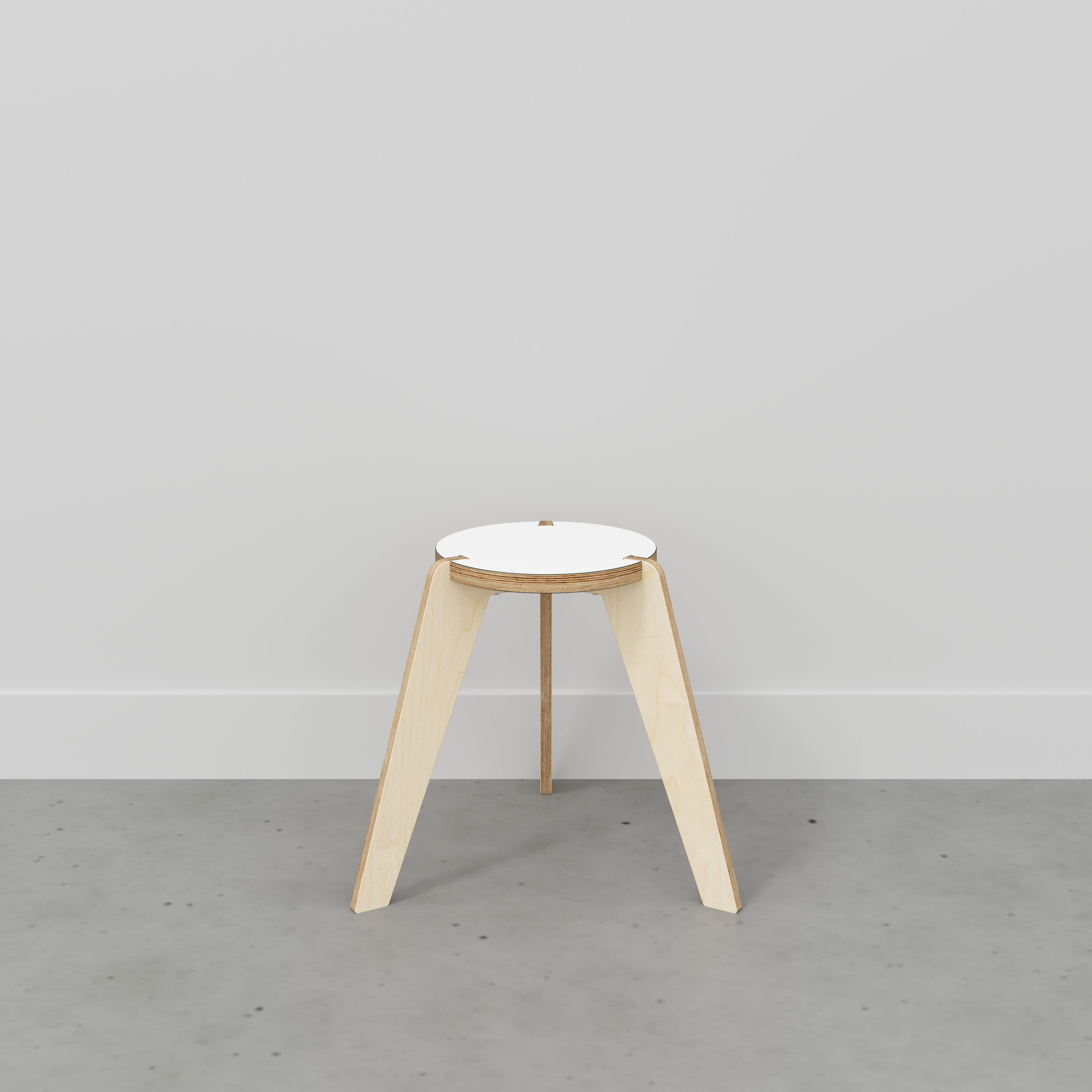Round Stool with Plywood Legs - Formica White - 525(w) x 450(d) x 450(h)