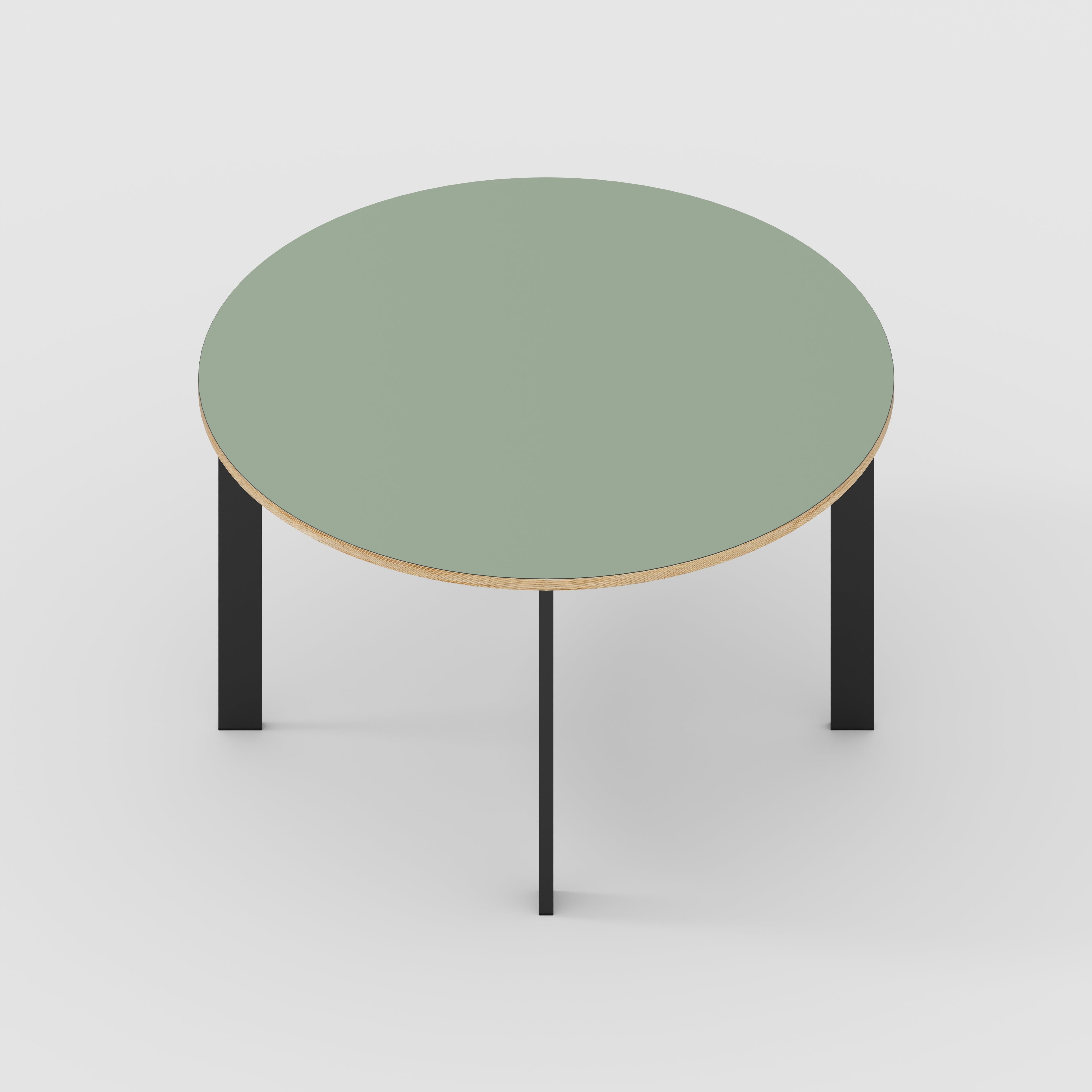 Round Table with Black Rectangular Single Pin Legs - Formica Green Slate - 1200(dia) x 735(h)