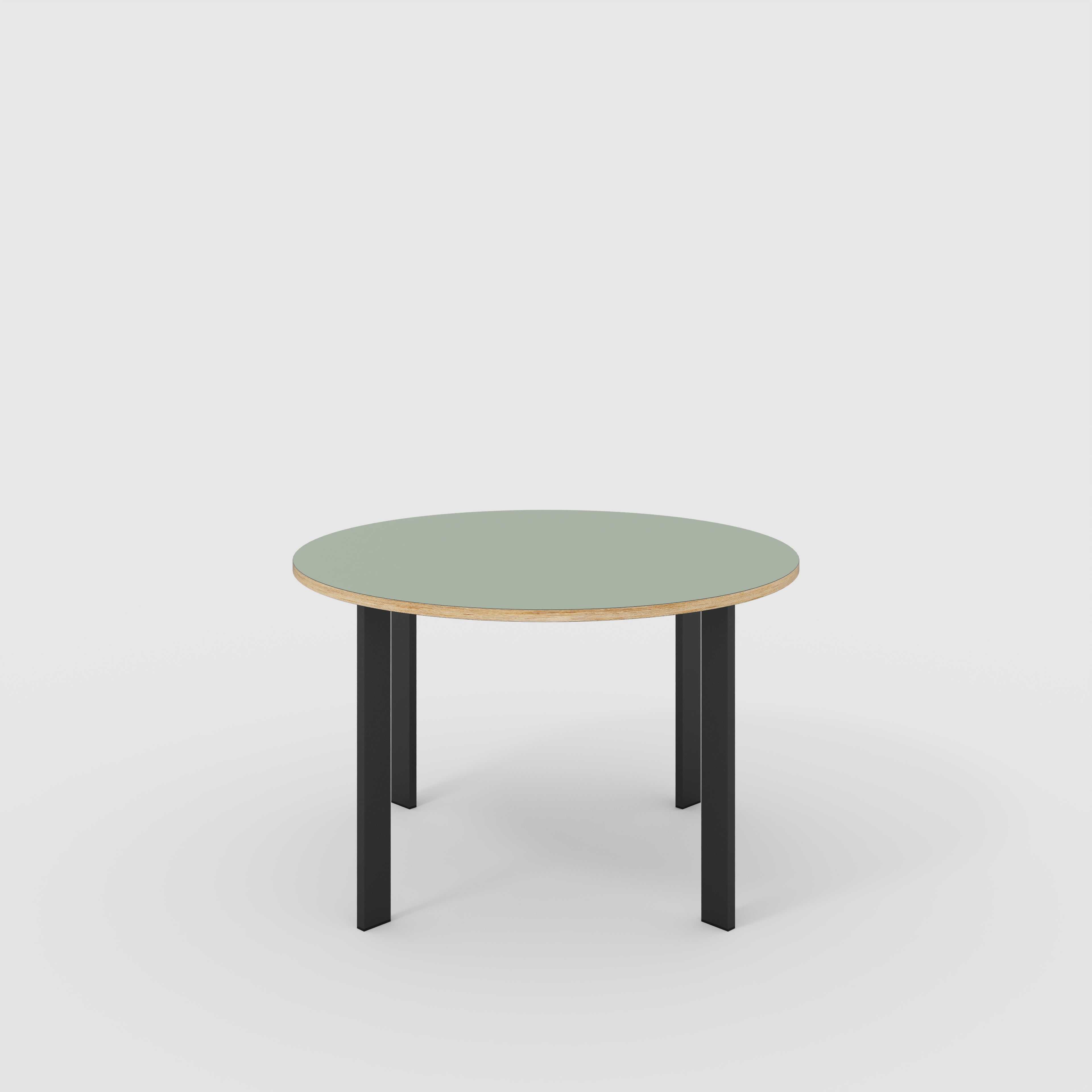 Round Table with Black Rectangular Single Pin Legs - Formica Green Slate - 1200(dia) x 750(h)