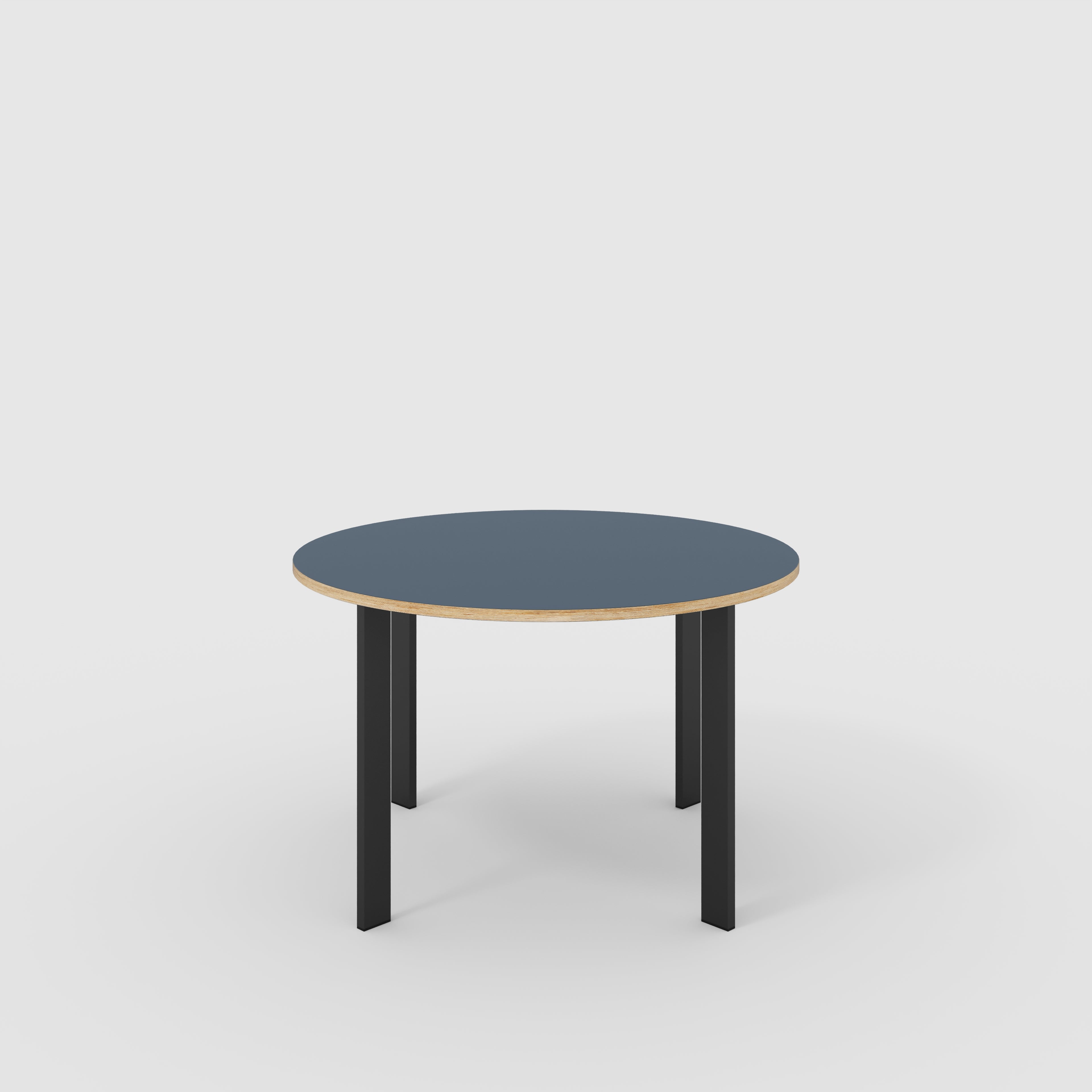 Round Table with Black Rectangular Single Pin Legs - Formica Night Sea Blue - 1200(dia) x 735(h)