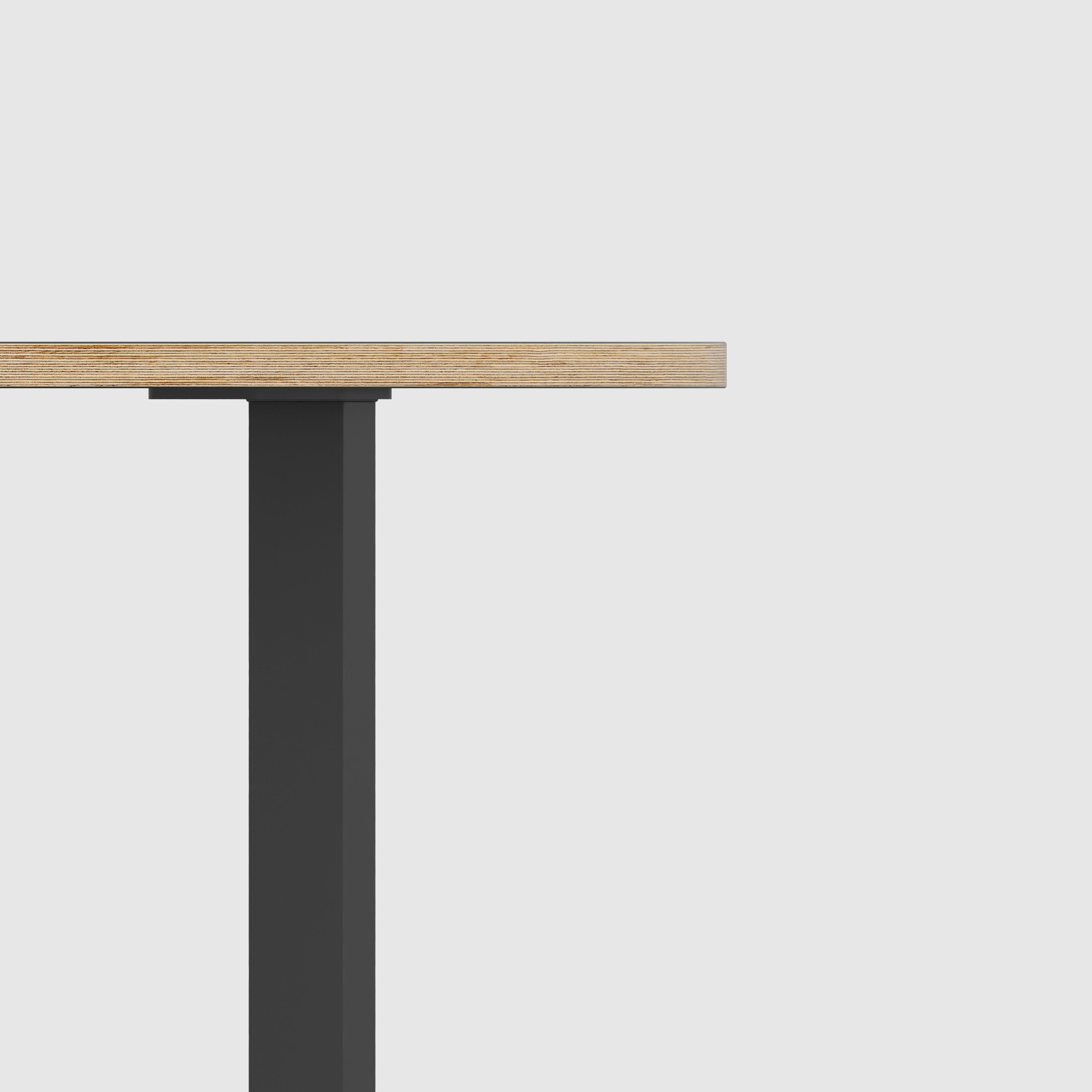 Round Table with Black Rectangular Single Pin Legs - Plywood Oak - 1200(dia) x 750(h)