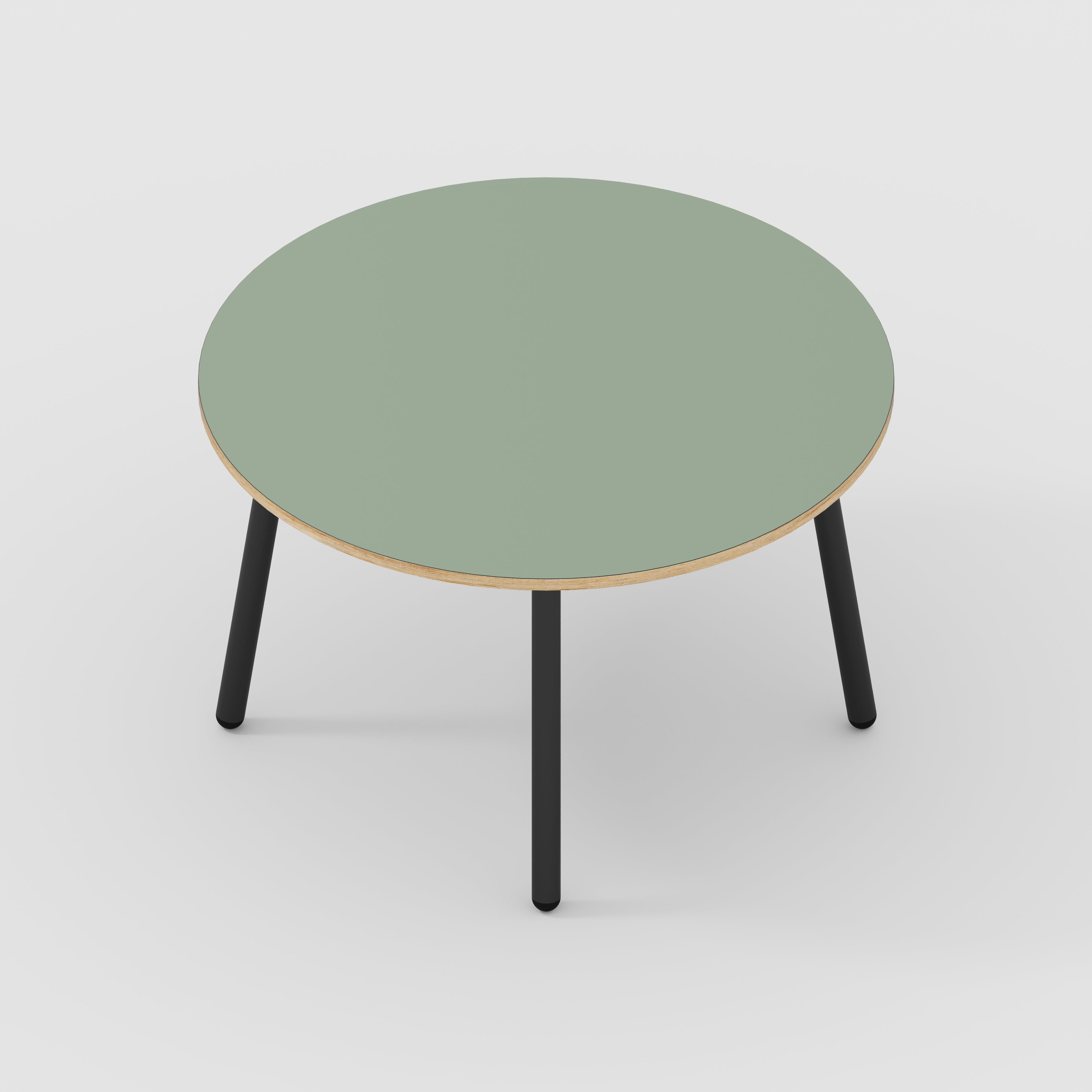 Round Table with Black Round Single Pin Legs - Formica Green Slate - 1200(dia) x 735(h)