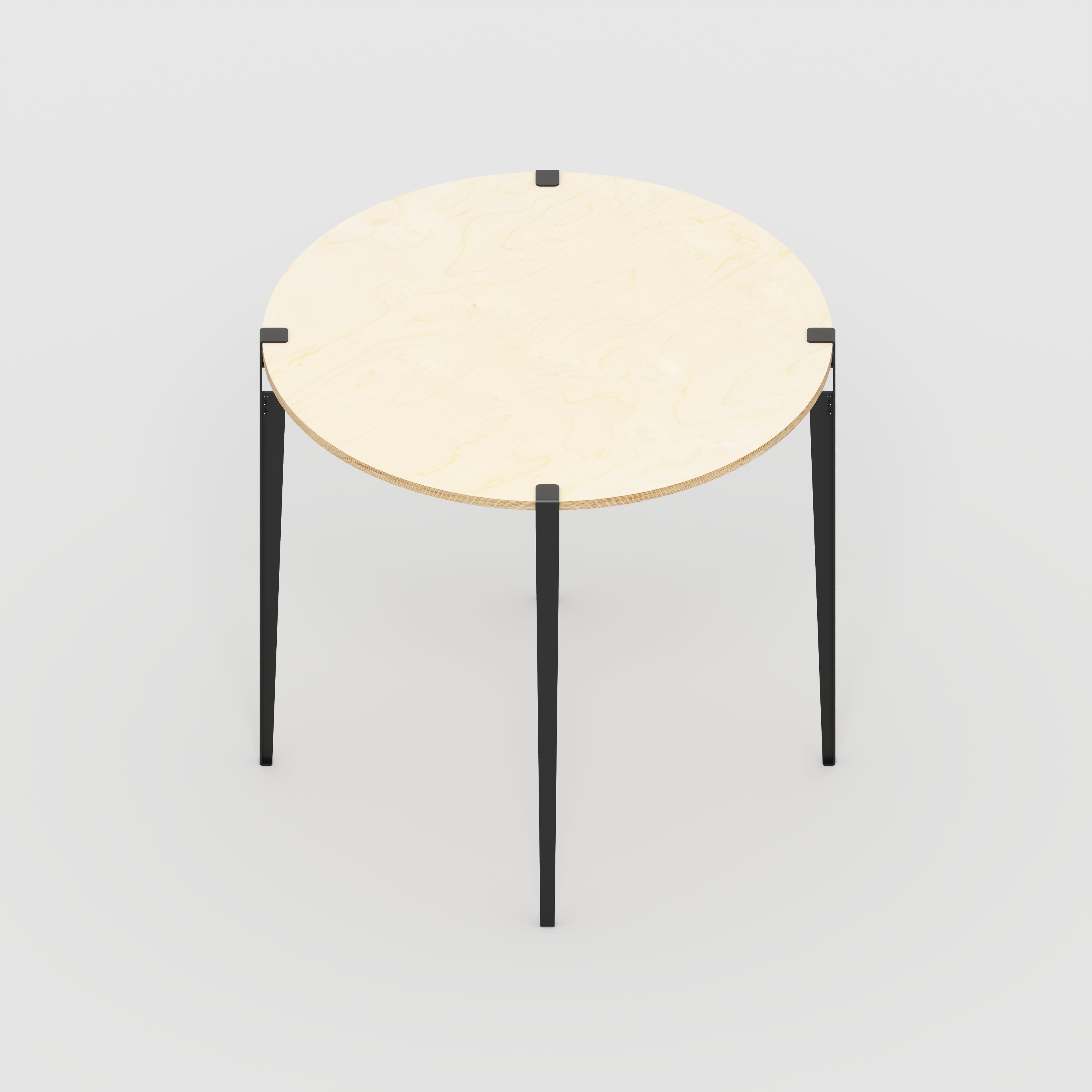 Round Table with Black Tiptoe Legs - Plywood Birch - 1200(dia) x 1100(h)