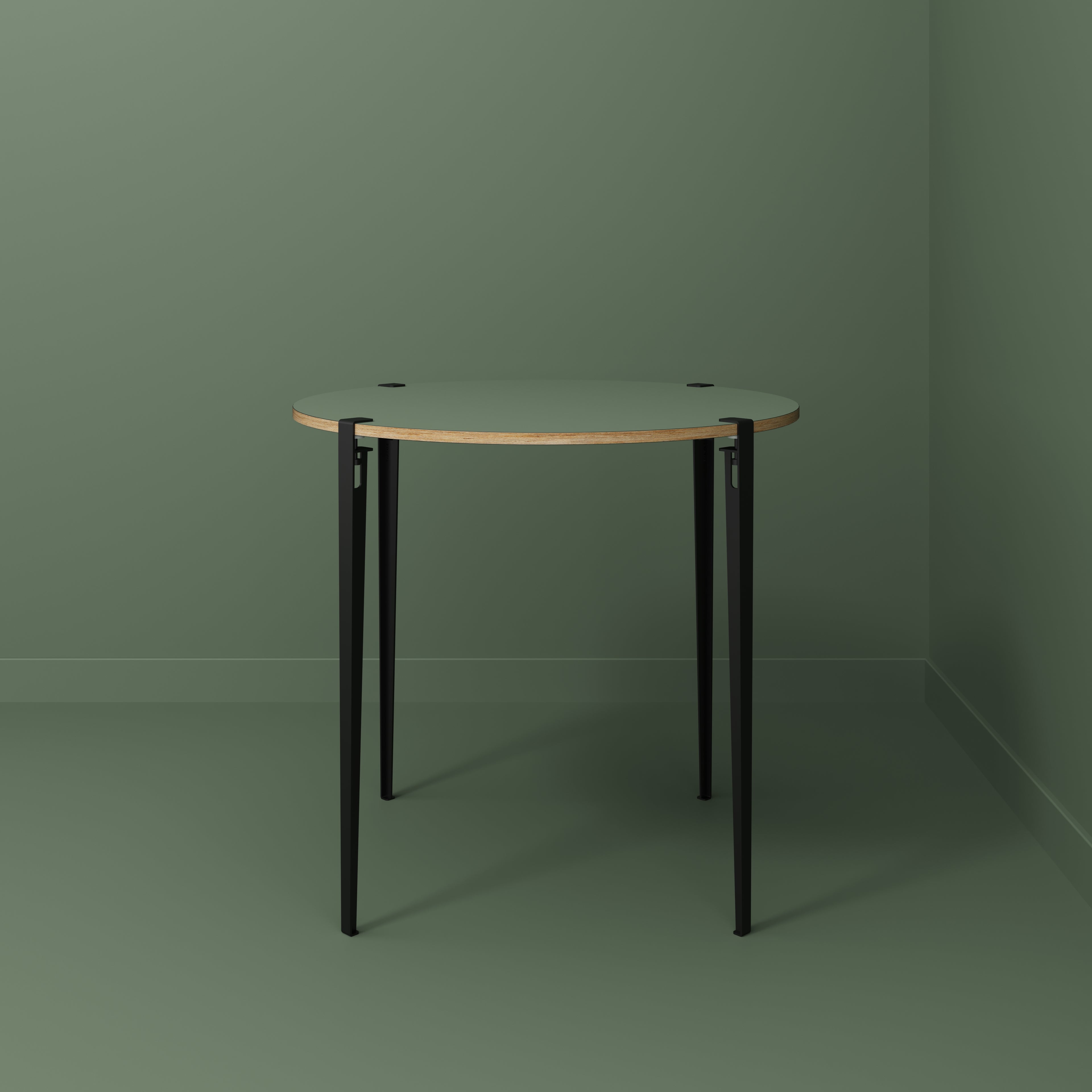 Round Table with Black Tiptoe Legs - Formica Green Slate - 1200(dia) x 1100(h)