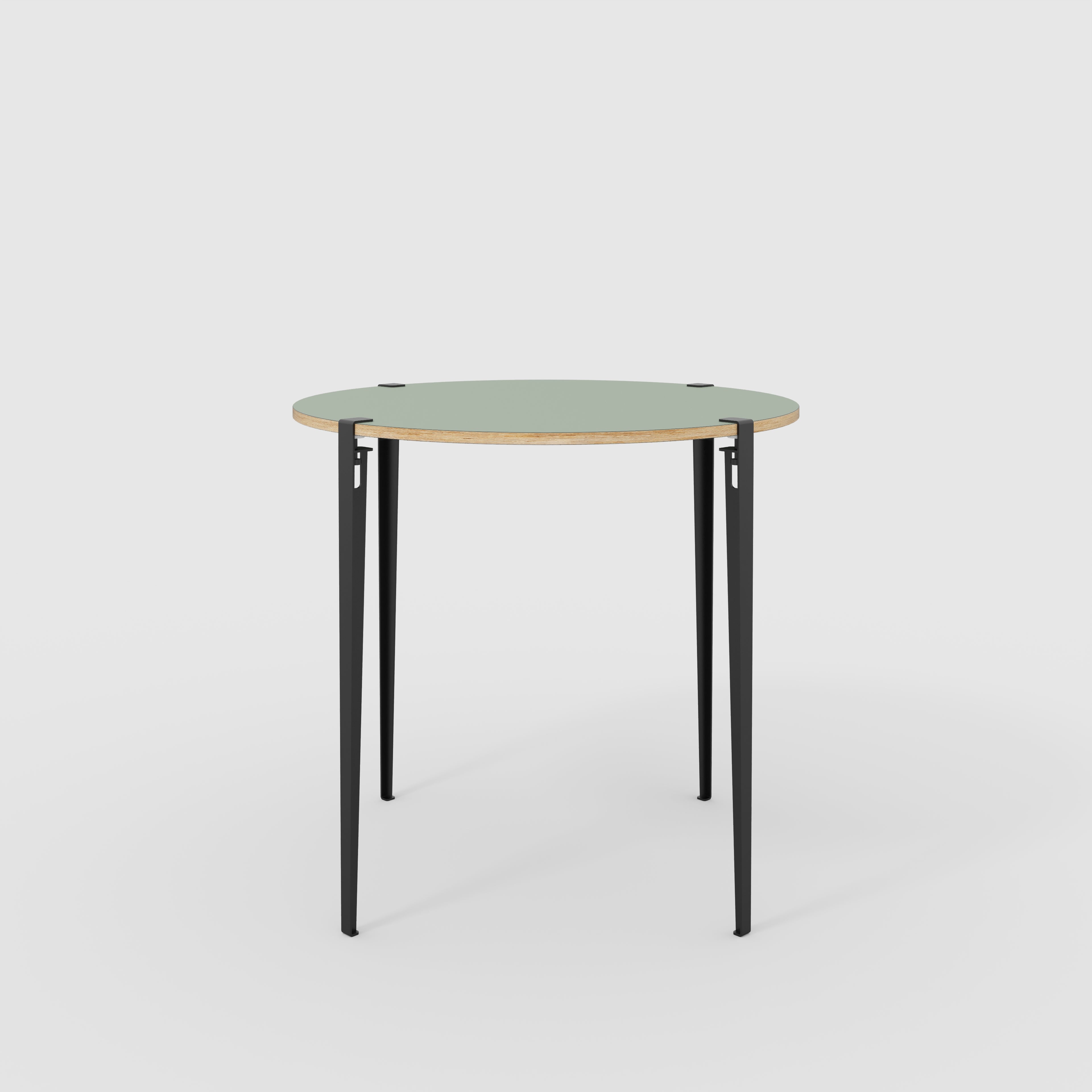 Round Table with Black Tiptoe Legs - Formica Green Slate - 1200(dia) x 1100(h)