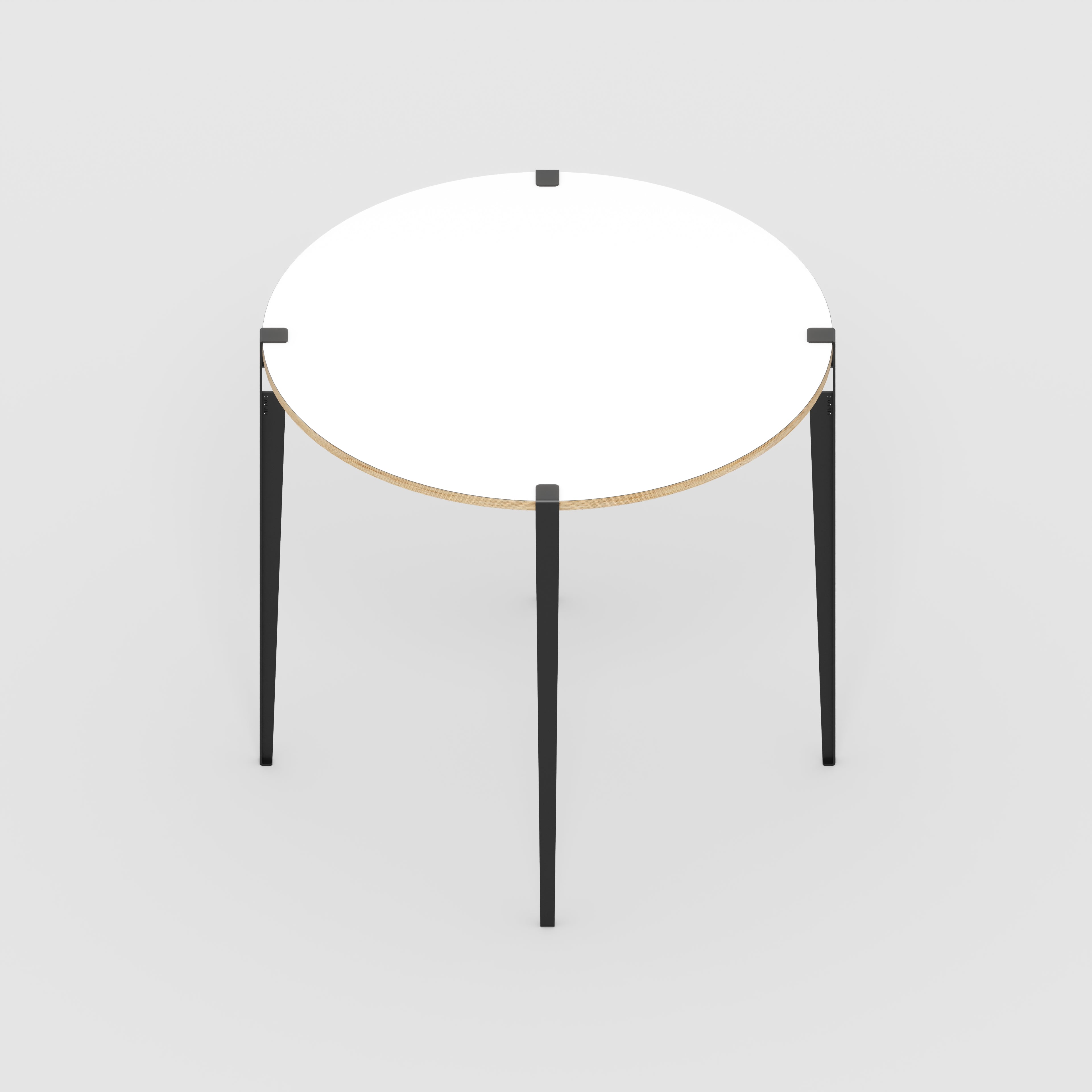 Round Table with Black Tiptoe Legs - Formica White - 1200(dia) x 1100(h)