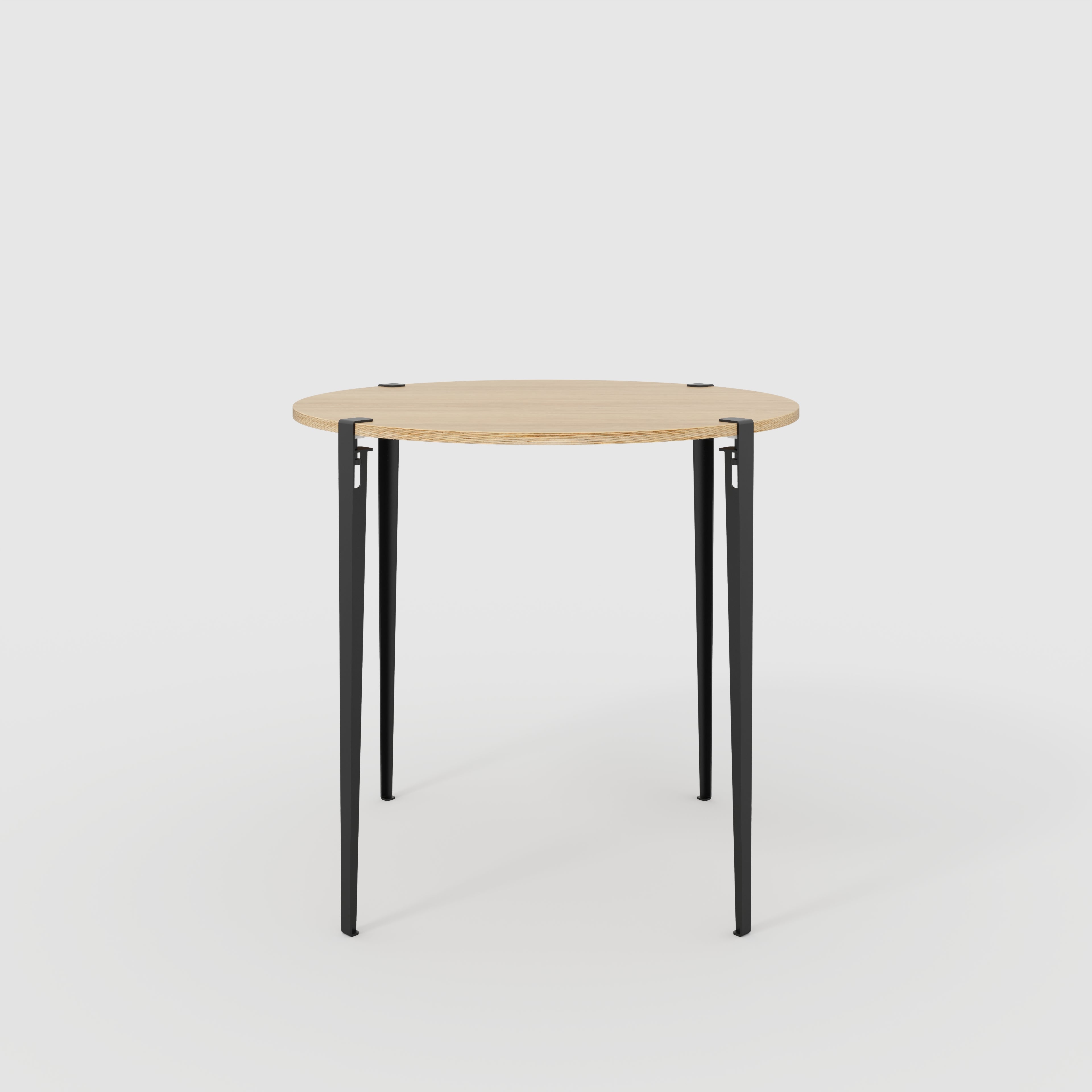 Round Table with Black Tiptoe Legs - Plywood Oak - 1200(dia) x 1100(h)