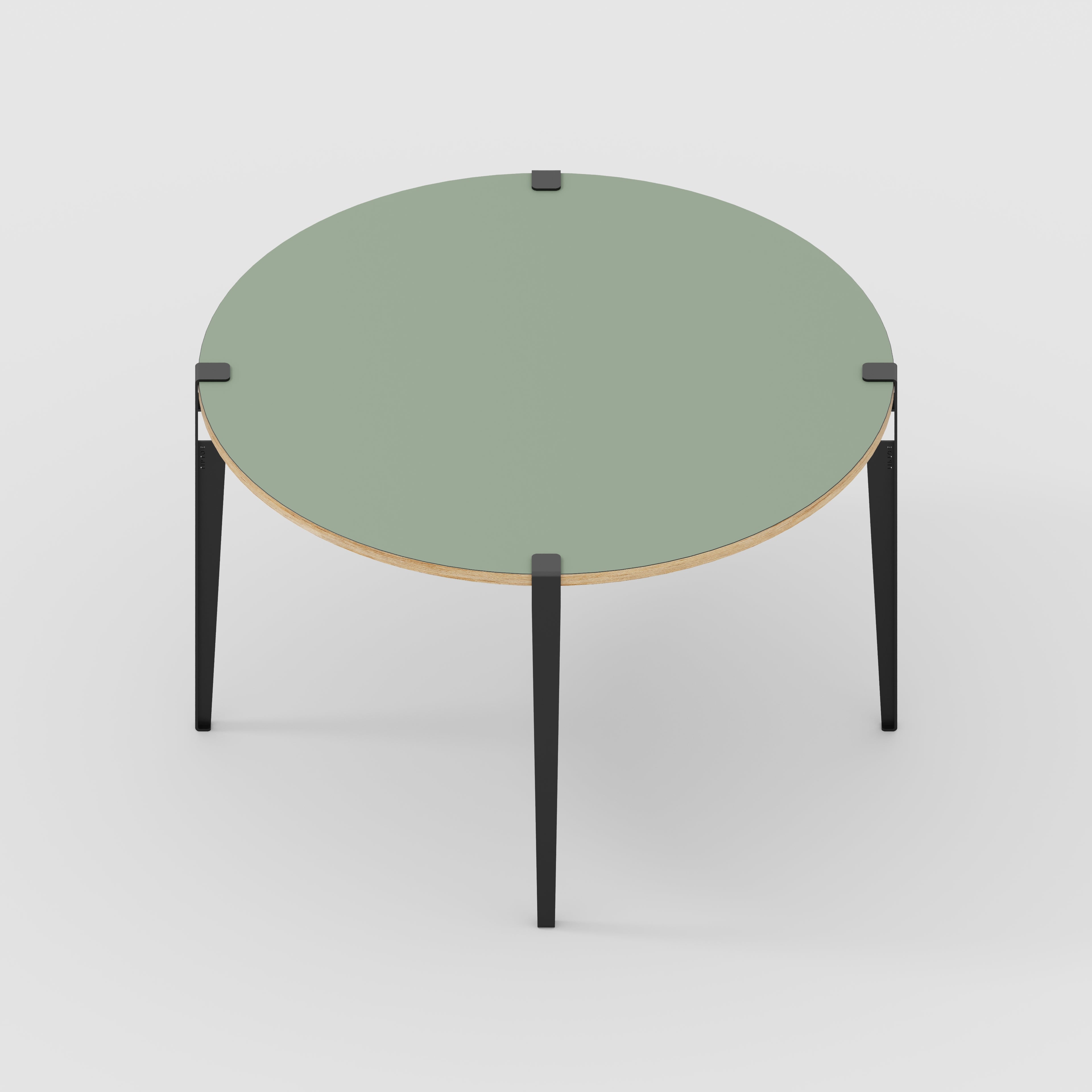 Round Table with Black Tiptoe Legs - Formica Green Slate - 1200(dia) x 750(h)