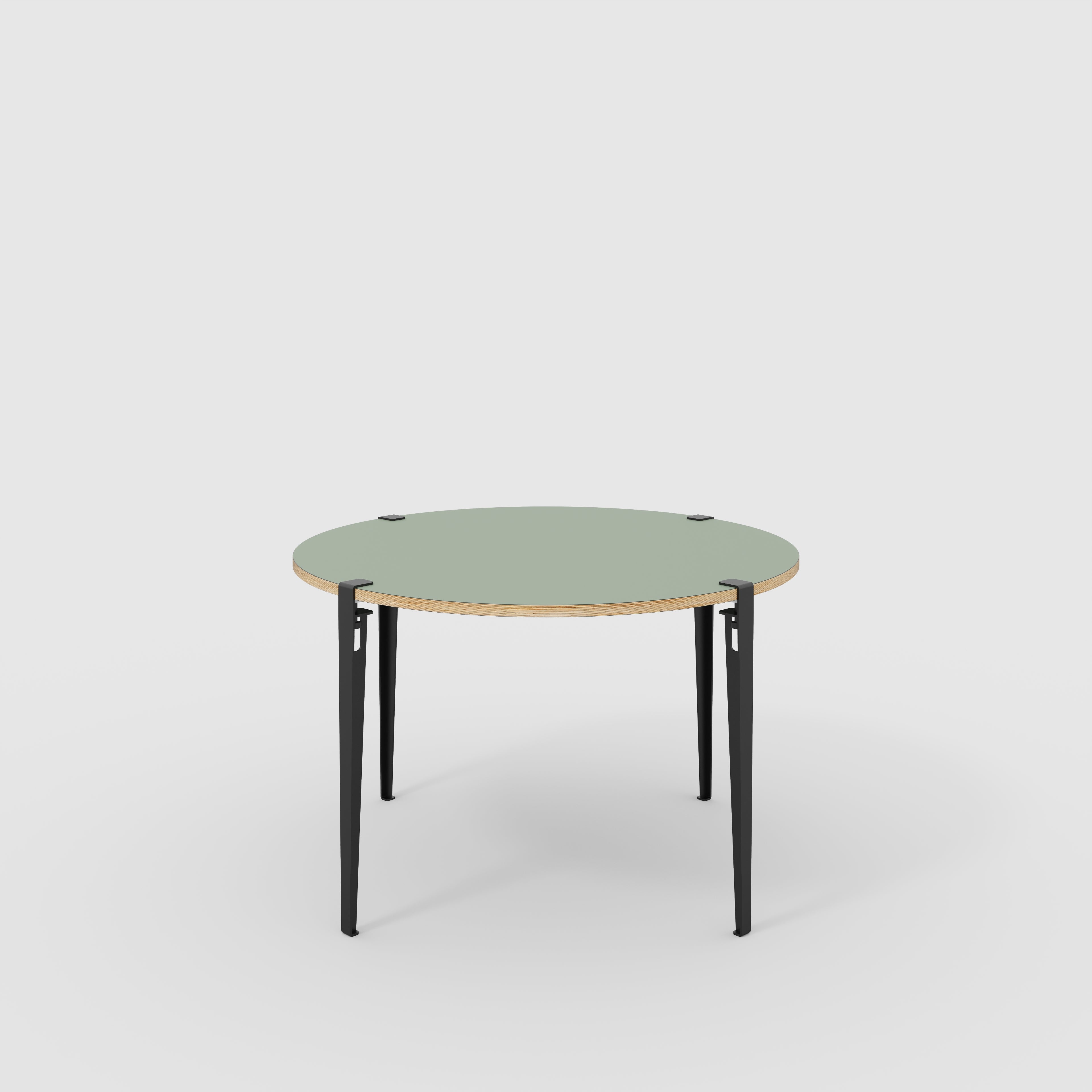 Round Table with Black Tiptoe Legs - Formica Green Slate - 1200(dia) x 750(h)