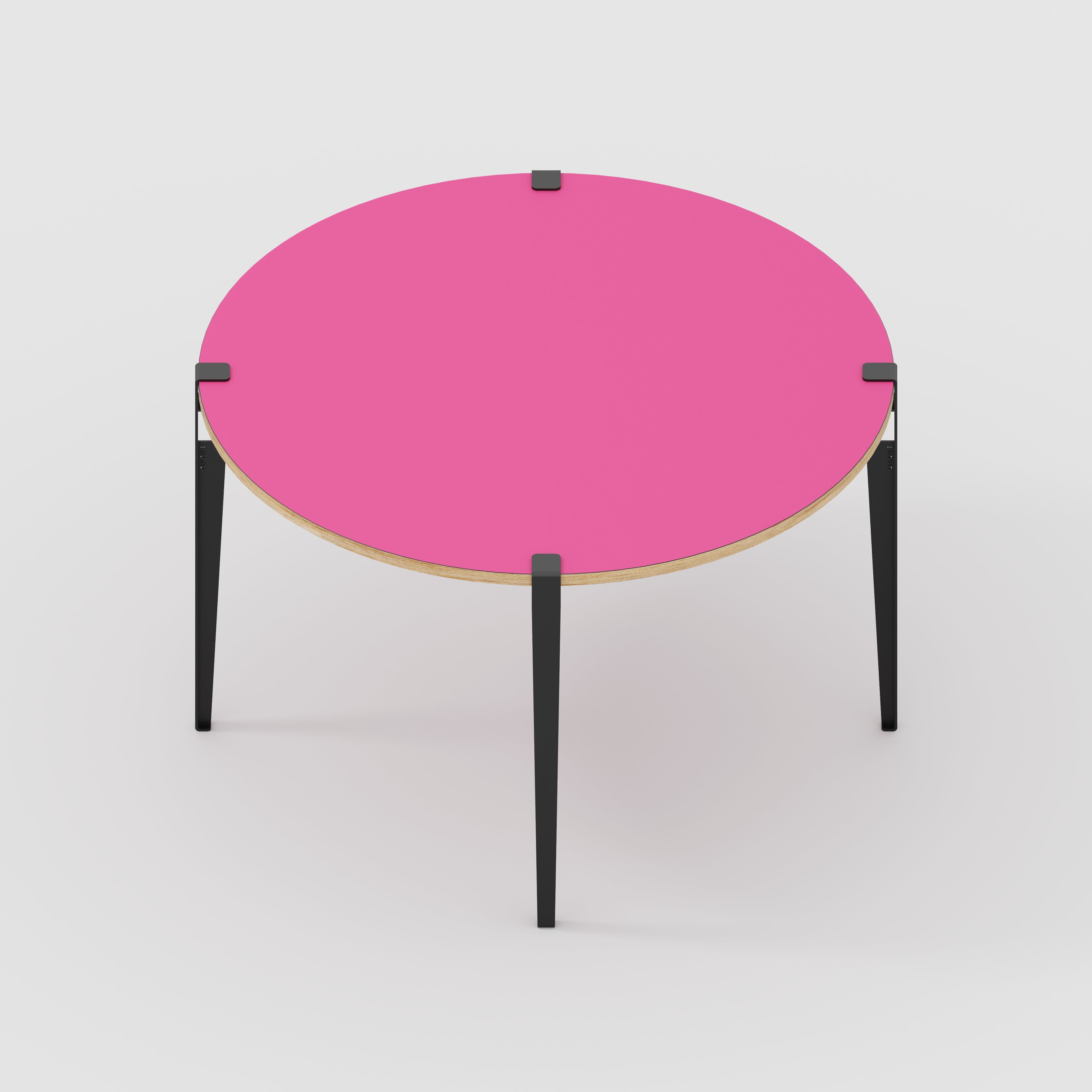 Round Table with Black Tiptoe Legs - Formica Juicy Pink - 1200(dia) x 750(h)