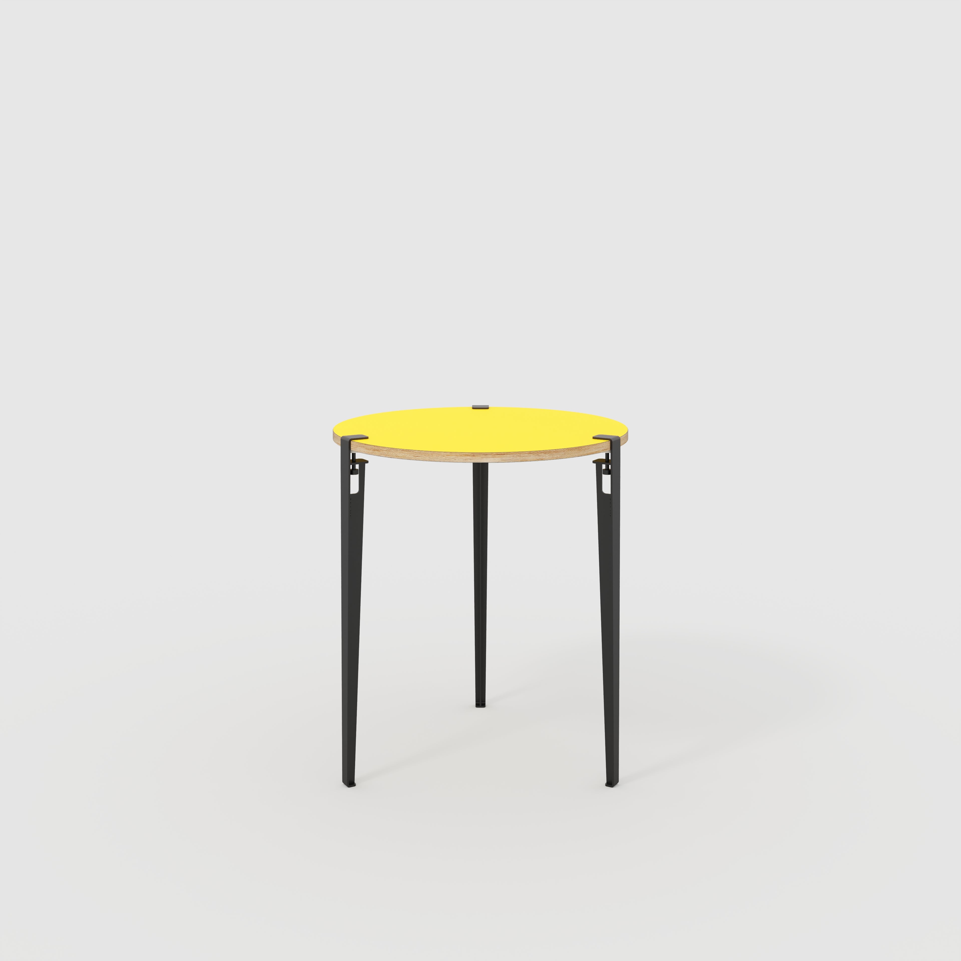 Round Table with Black Tiptoe Legs - Formica Chrome Yellow - 800(dia) x 900(h)