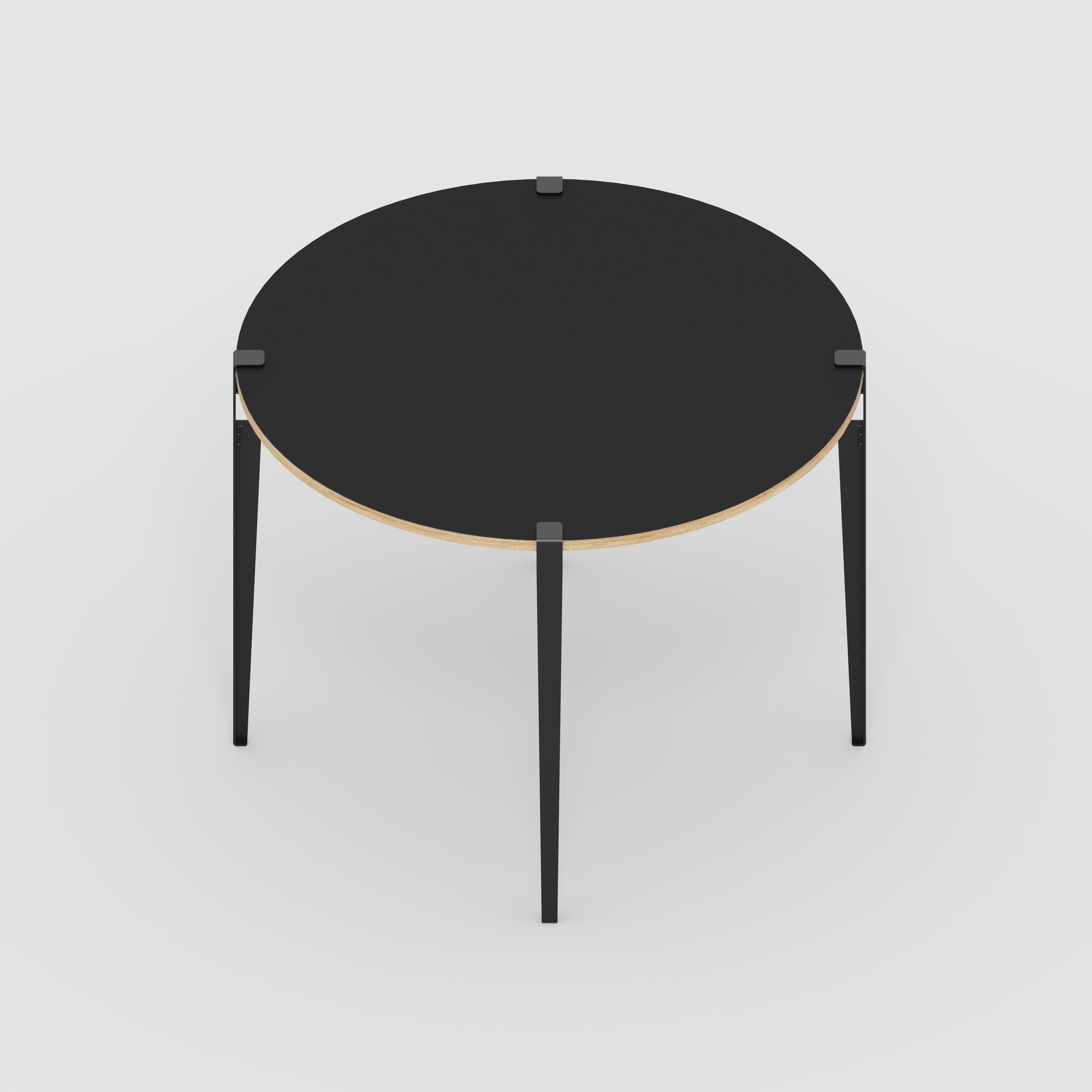 Round Table with Black Tiptoe Legs - Formica Diamond Black - 1200(dia) x 900(h)