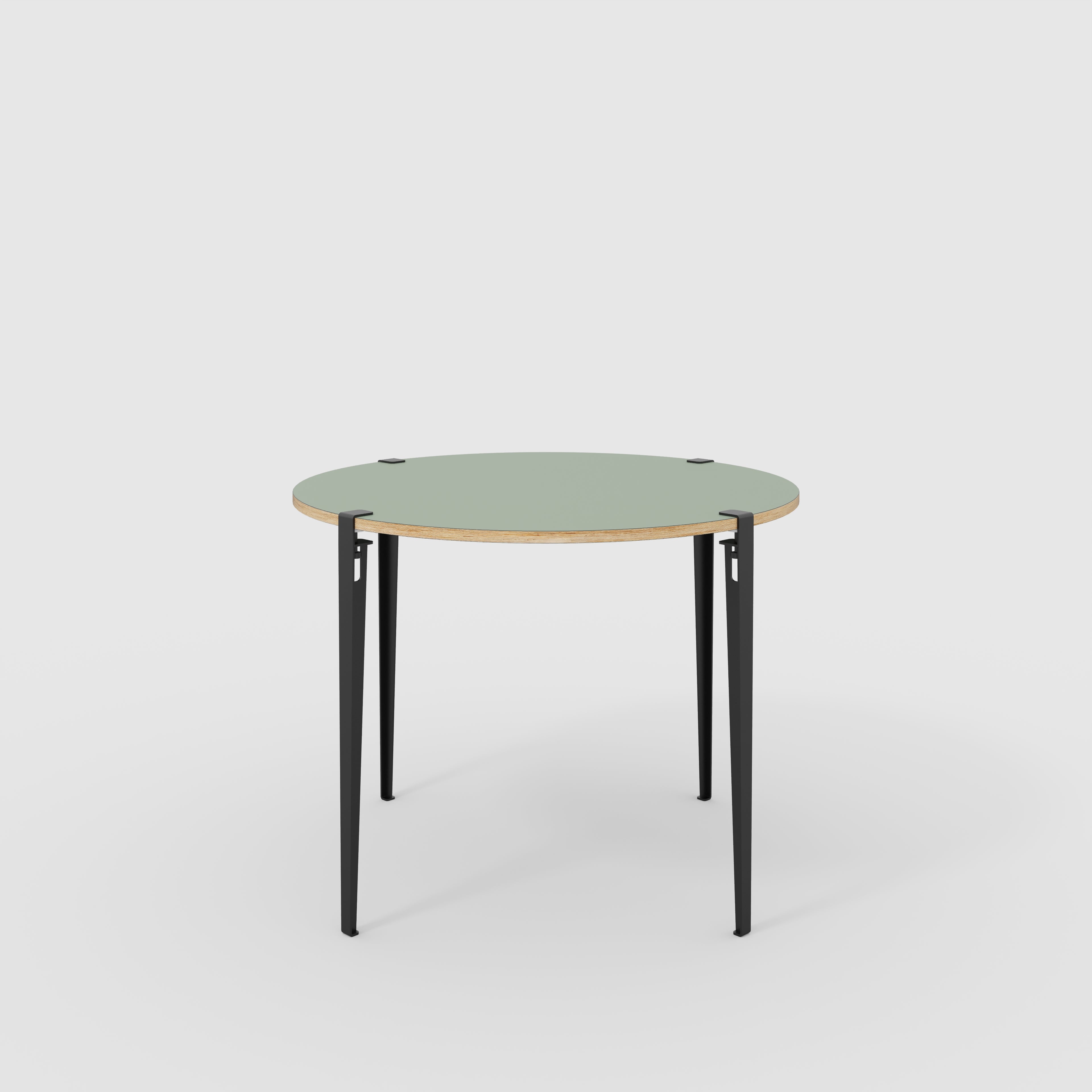 Round Table with Black Tiptoe Legs - Formica Green Slate - 1200(dia) x 900(h)