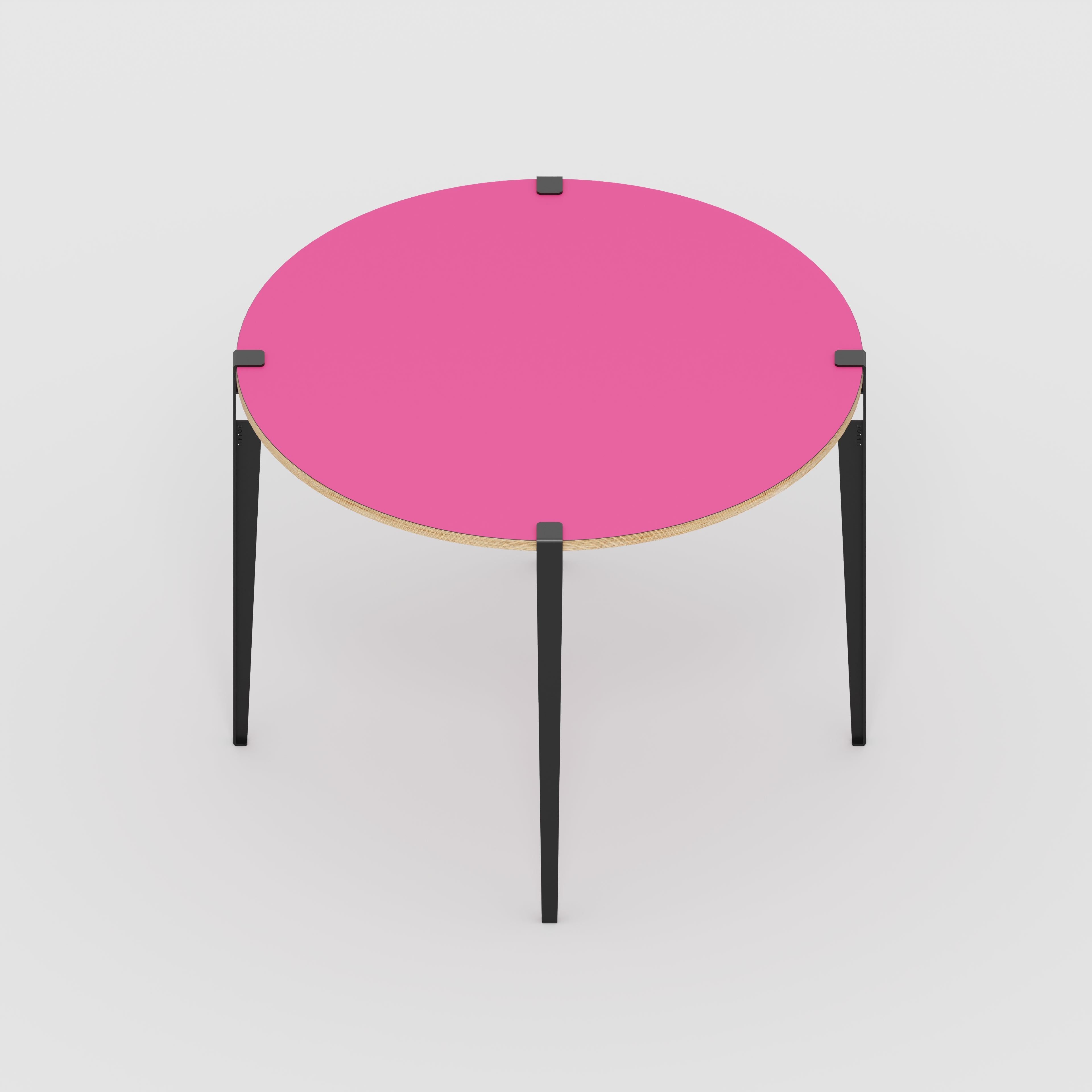 Round Table with Black Tiptoe Legs - Formica Juicy Pink - 1200(dia) x 900(h)