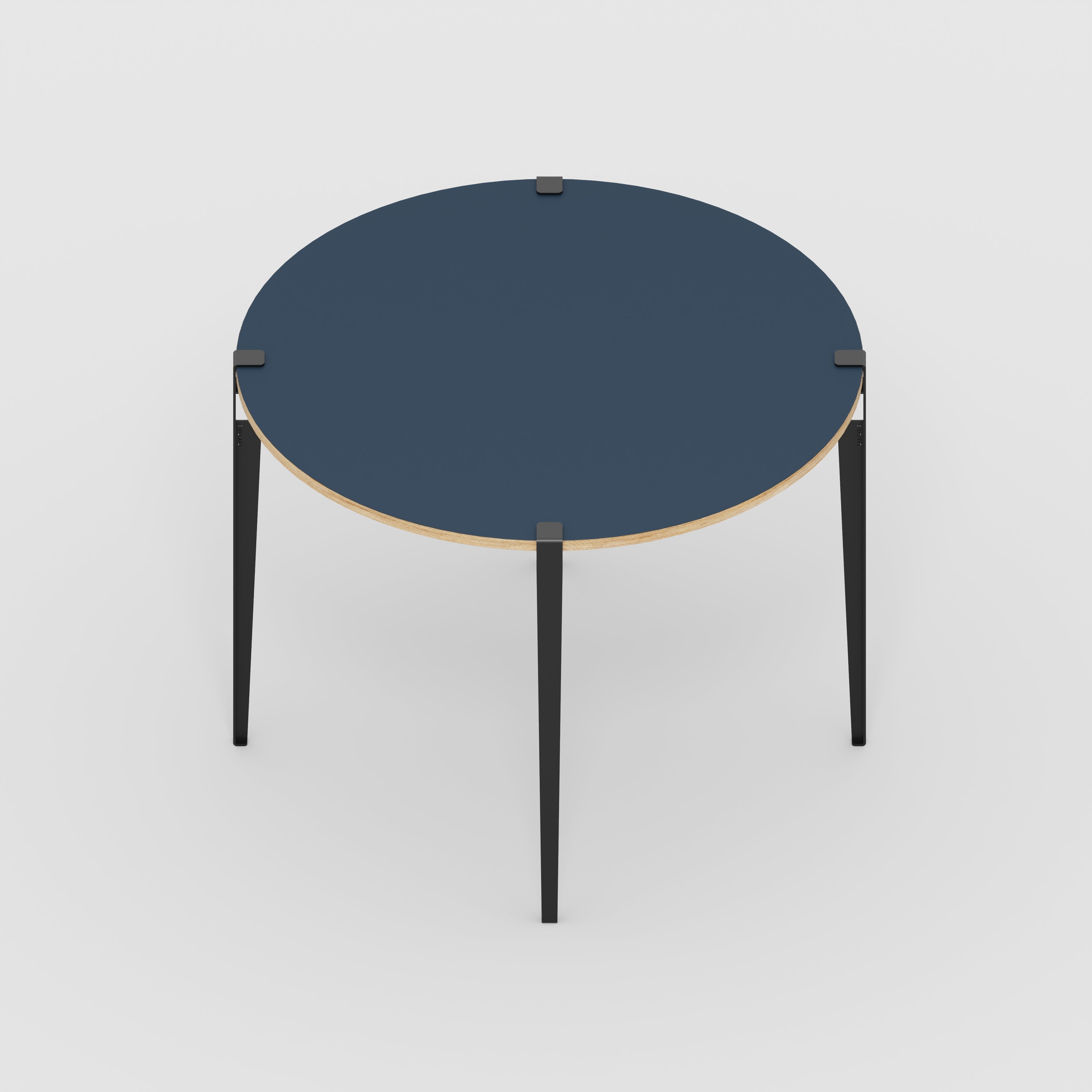 Round Table with Black Tiptoe Legs - Formica Night Sea Blue - 1200(dia) x 900(h)