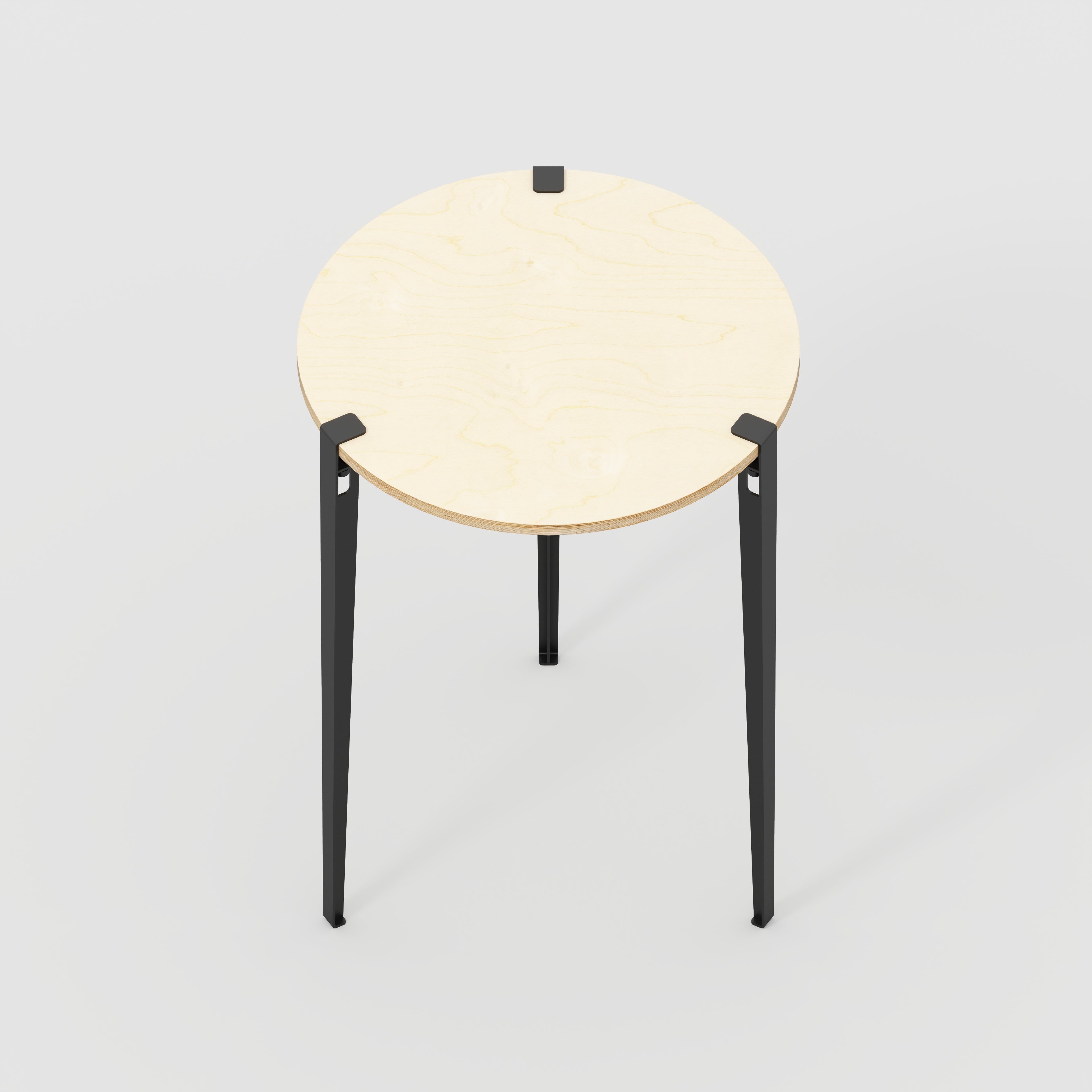 Round Table with Black Tiptoe Legs - Plywood Birch - 800(dia) x 1100(h)