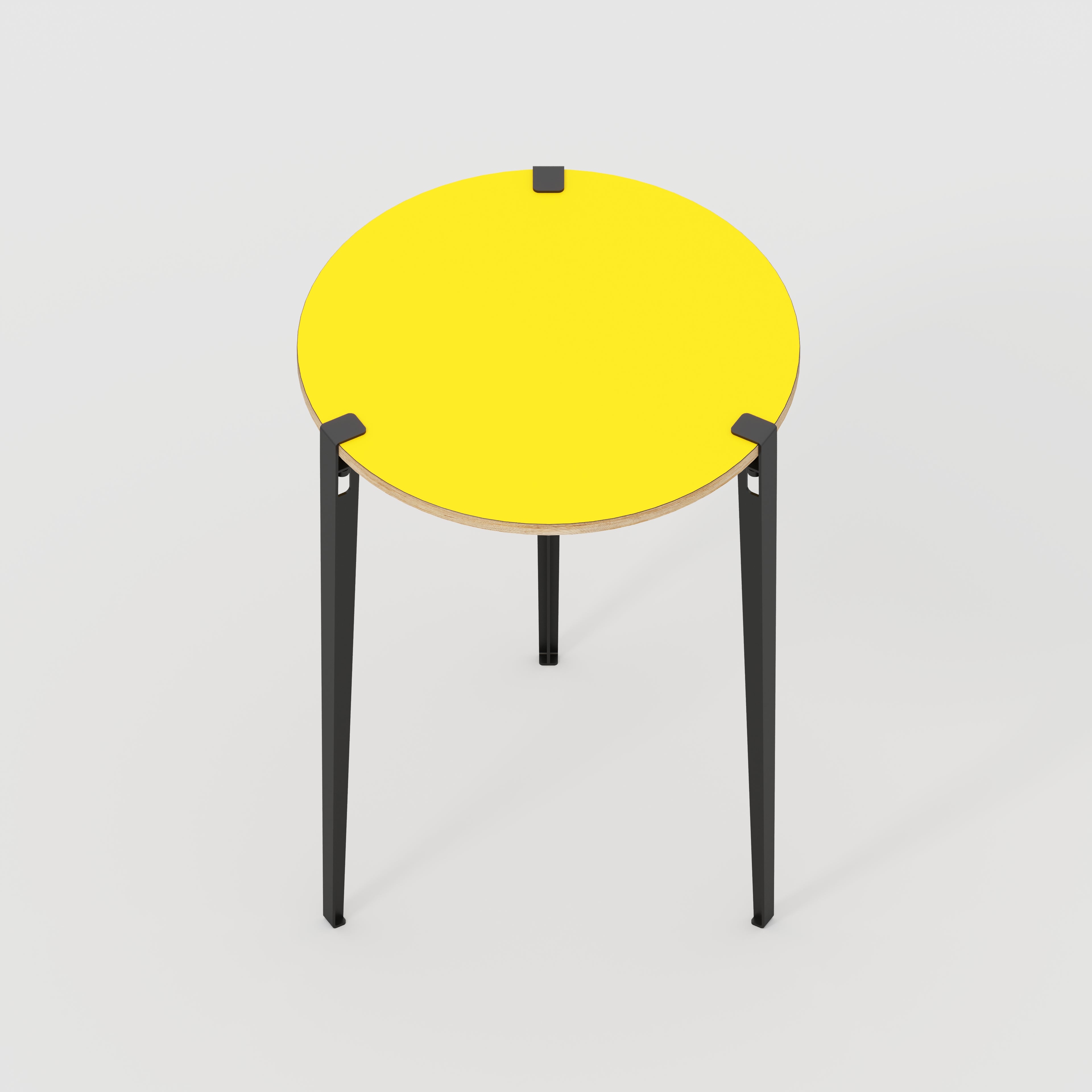 Round Table with Black Tiptoe Legs - Formica Chrome Yellow - 800(dia) x 1100(h)
