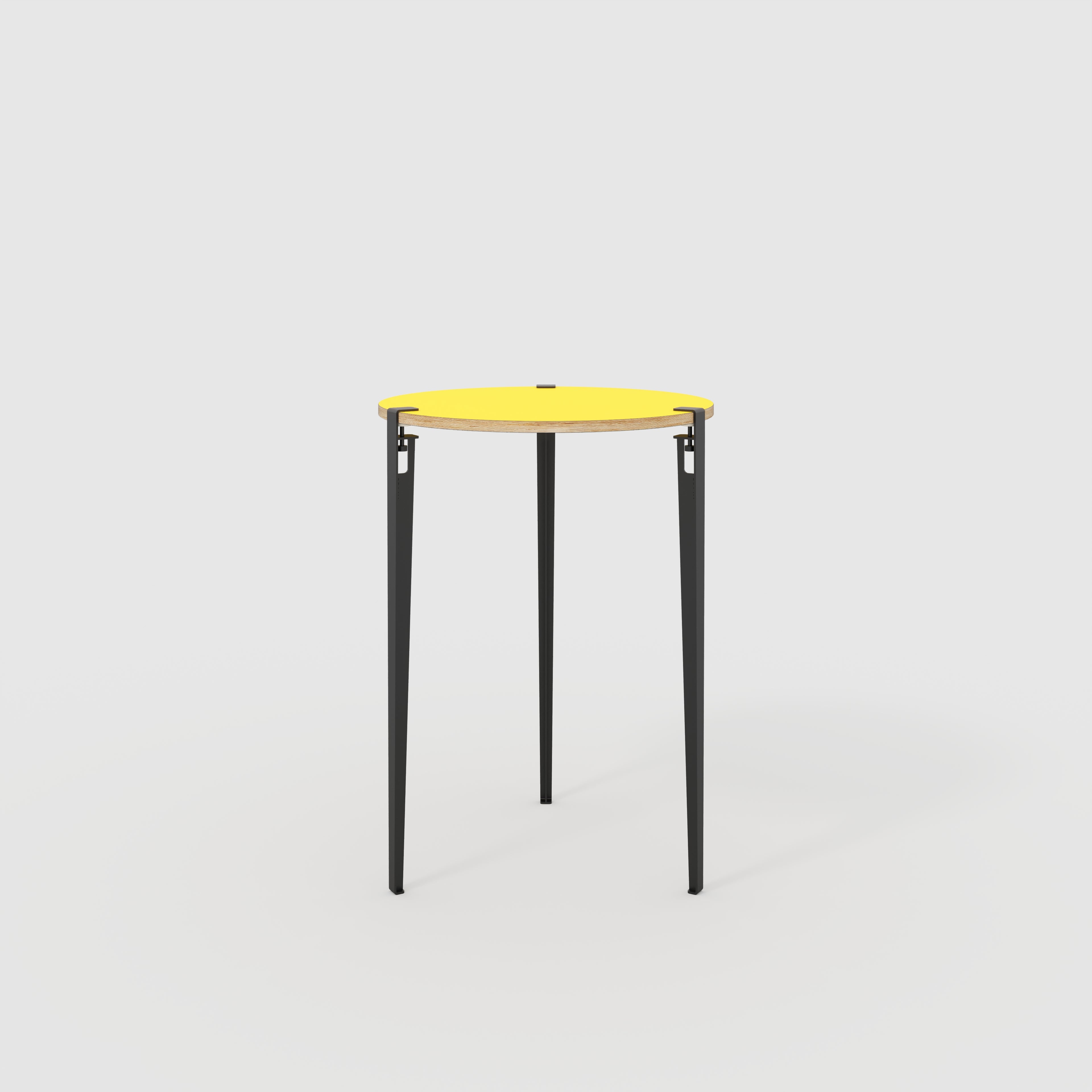 Round Table with Black Tiptoe Legs - Formica Chrome Yellow - 800(dia) x 1100(h)