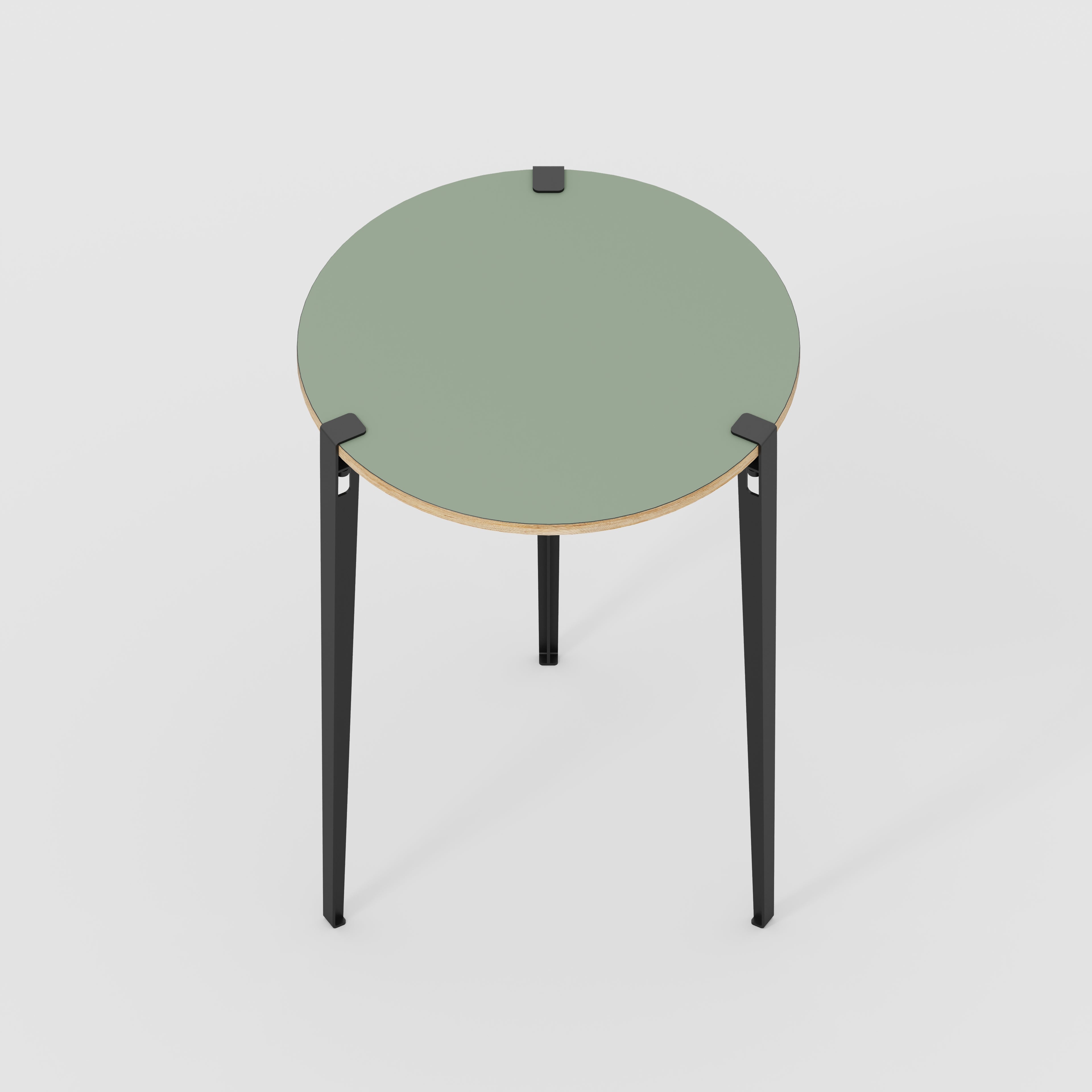 Round Table with Black Tiptoe Legs - Formica Green Slate - 800(dia) x 1100(h)