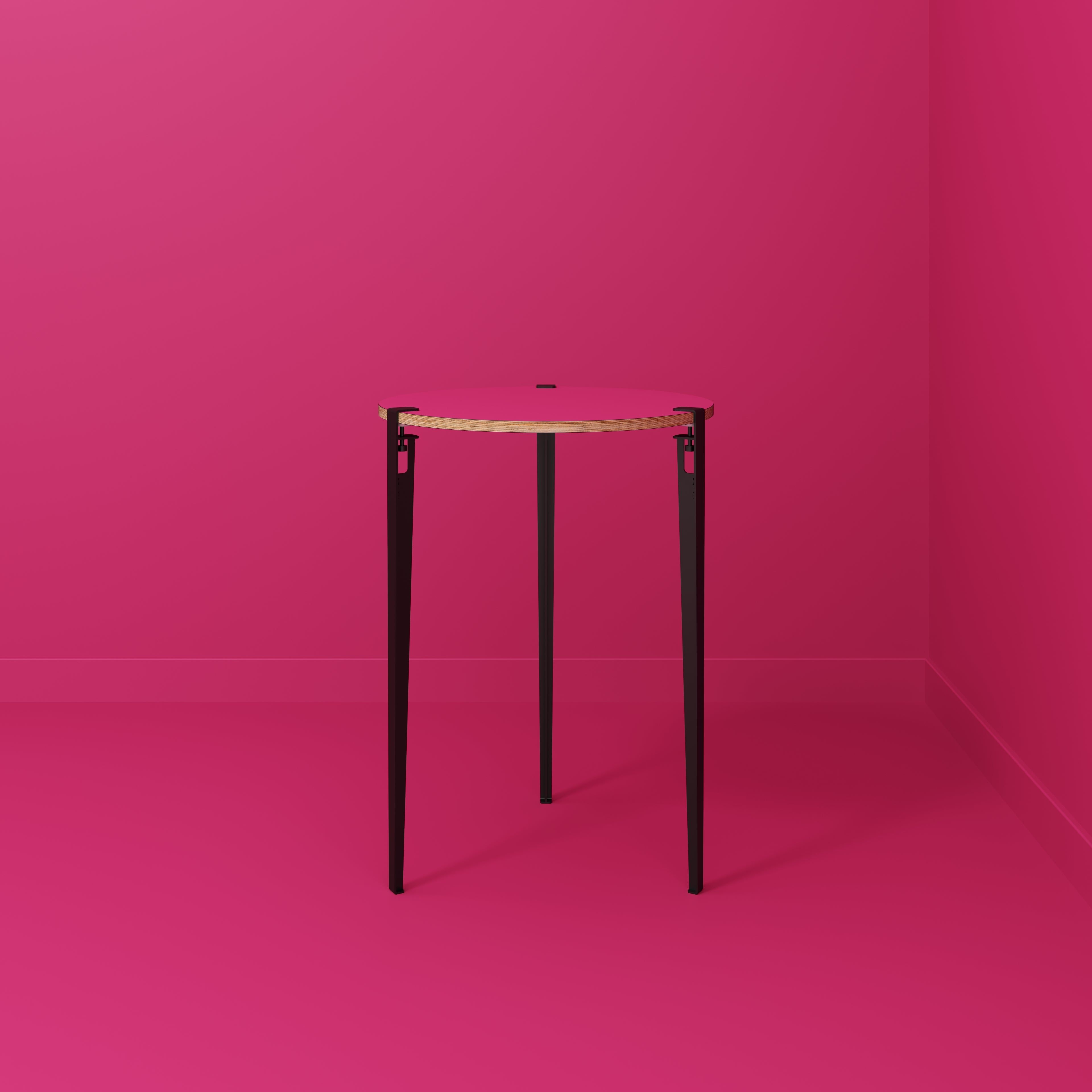 Round Table with Black Tiptoe Legs - Formica Juicy Pink - 800(dia) x 1100(h)