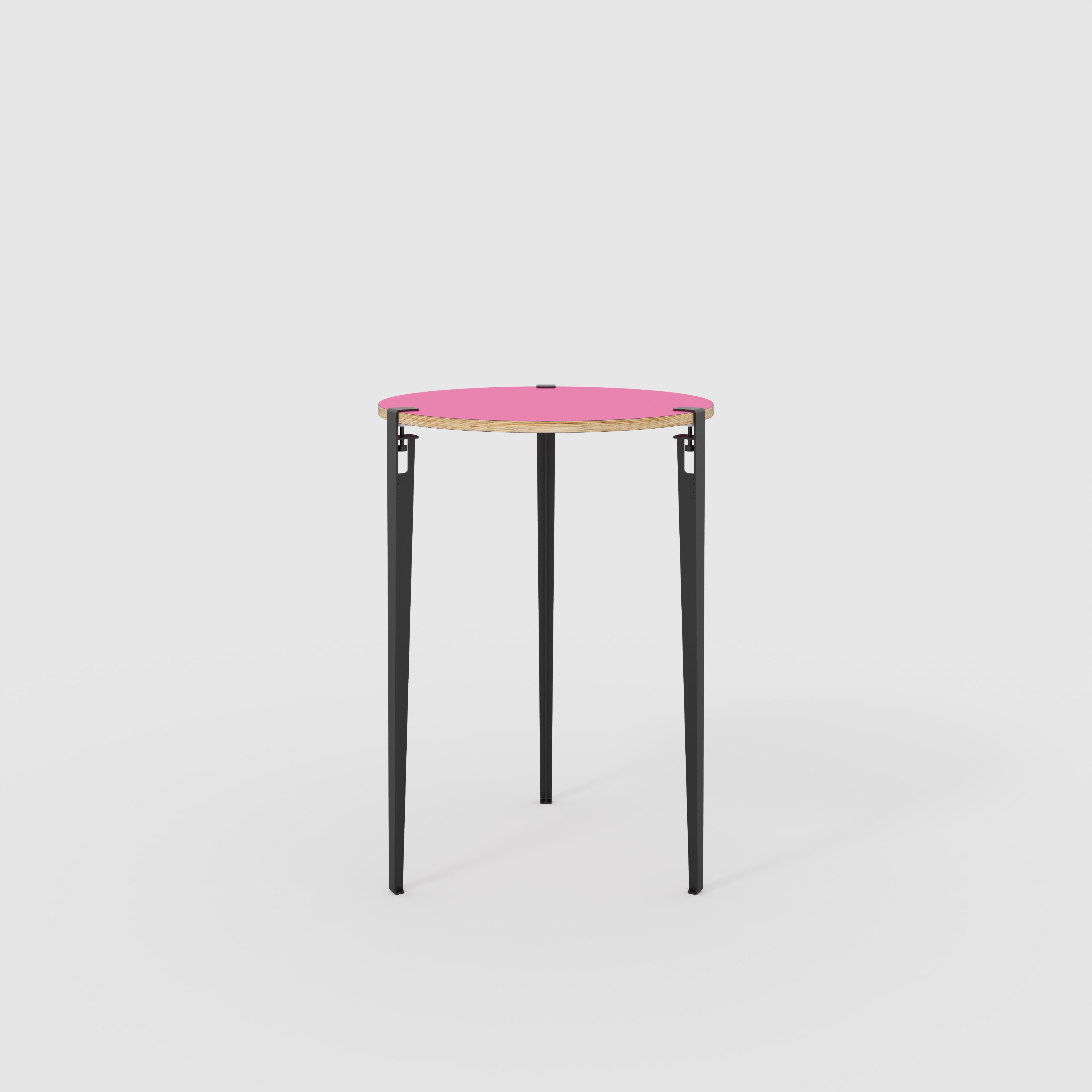Round Table with Black Tiptoe Legs - Formica Juicy Pink - 800(dia) x 1100(h)