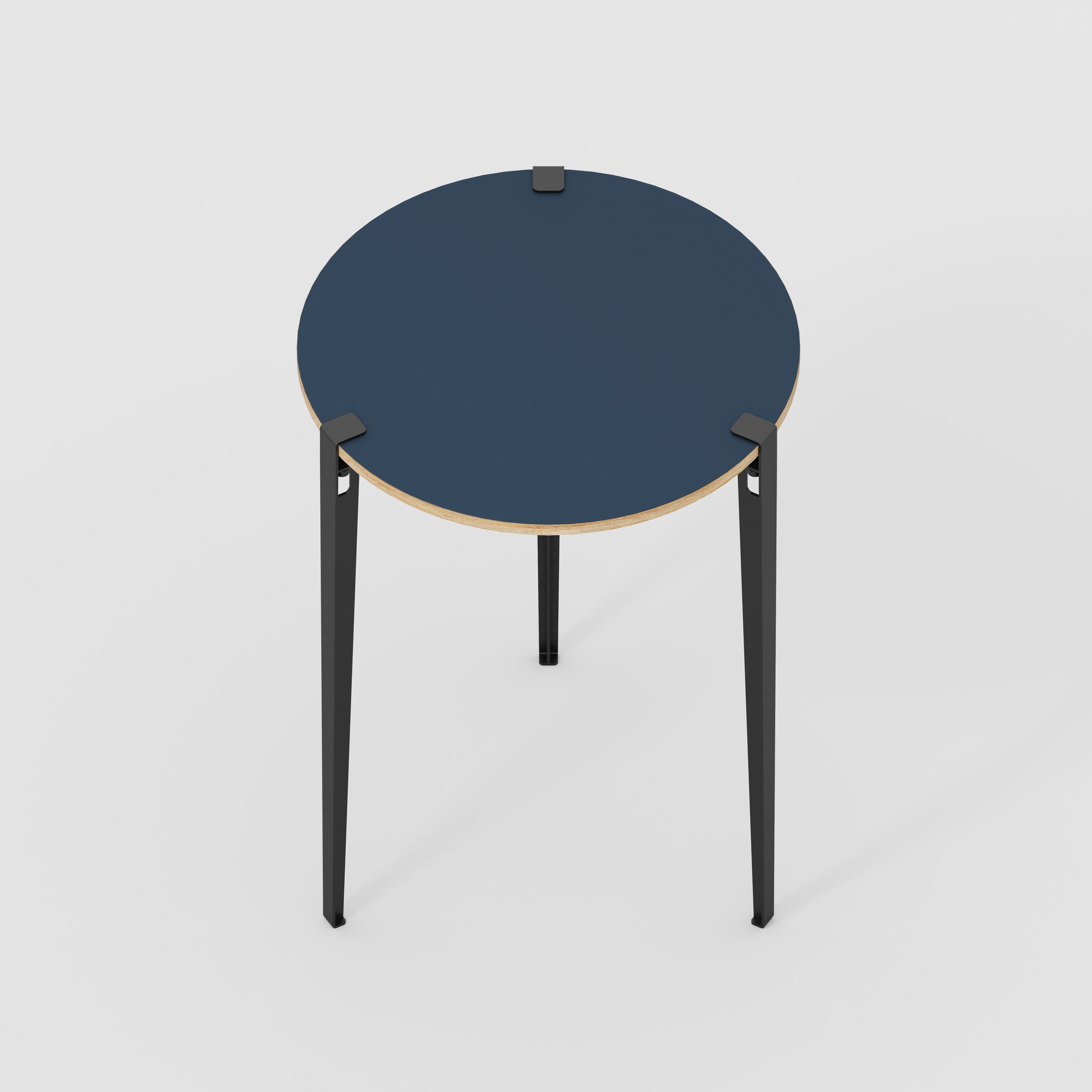 Round Table with Black Tiptoe Legs - Formica Night Sea Blue - 800(dia) x 1100(h)