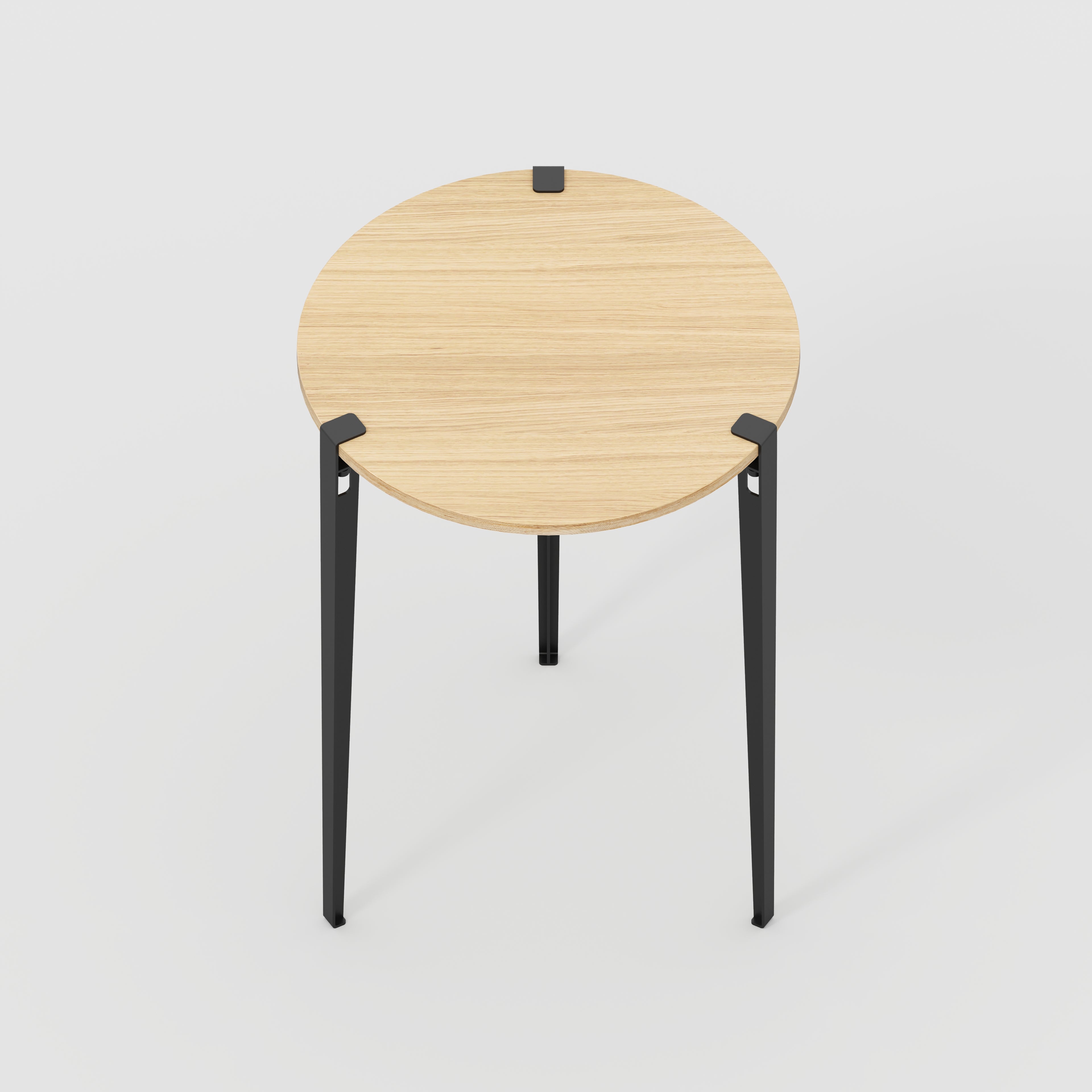 Round Table with Black Tiptoe Legs - Plywood Oak - 800(dia) x 1100(h)