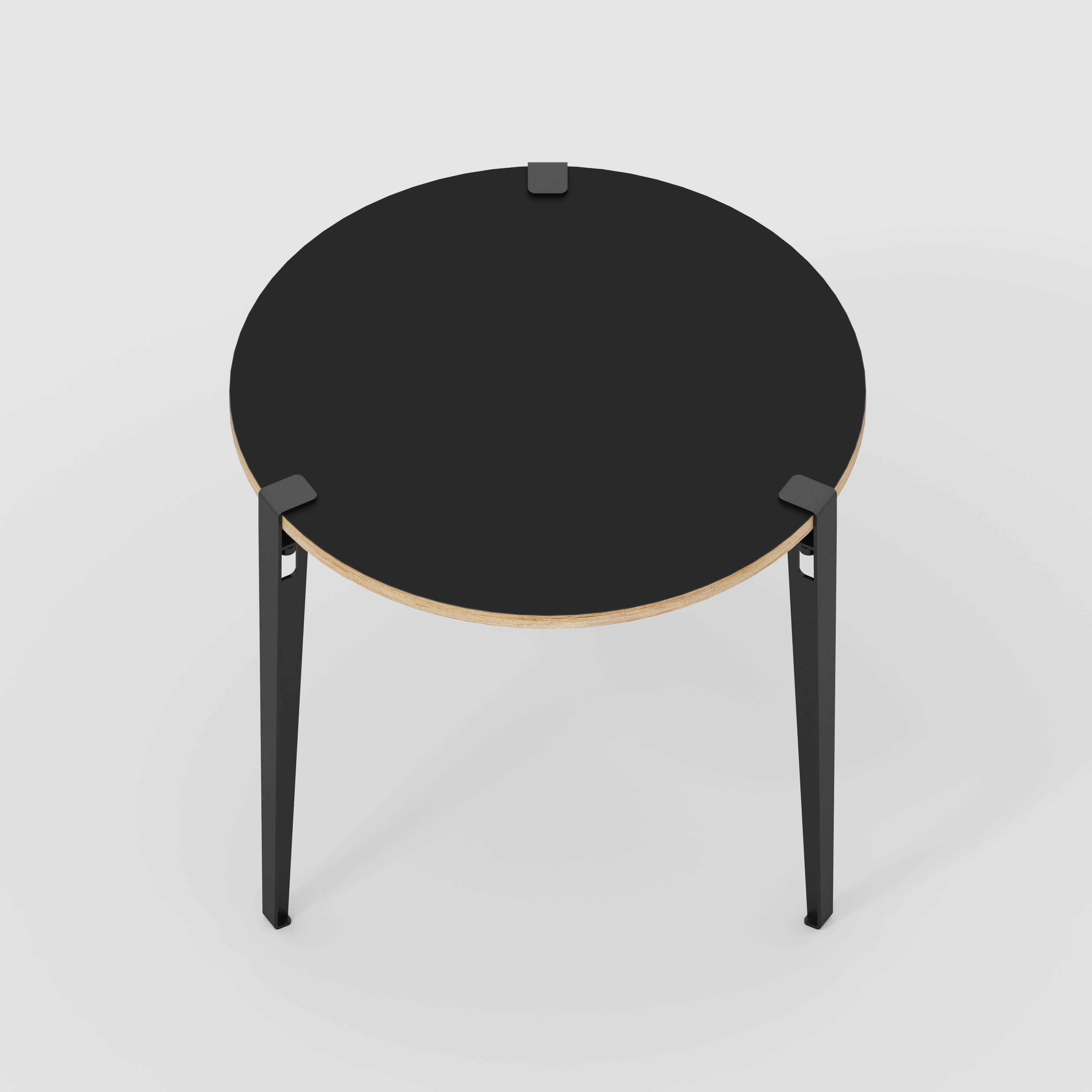 Round Table with Black Tiptoe Legs - Formica Diamond Black - 800(dia) x 750(h)