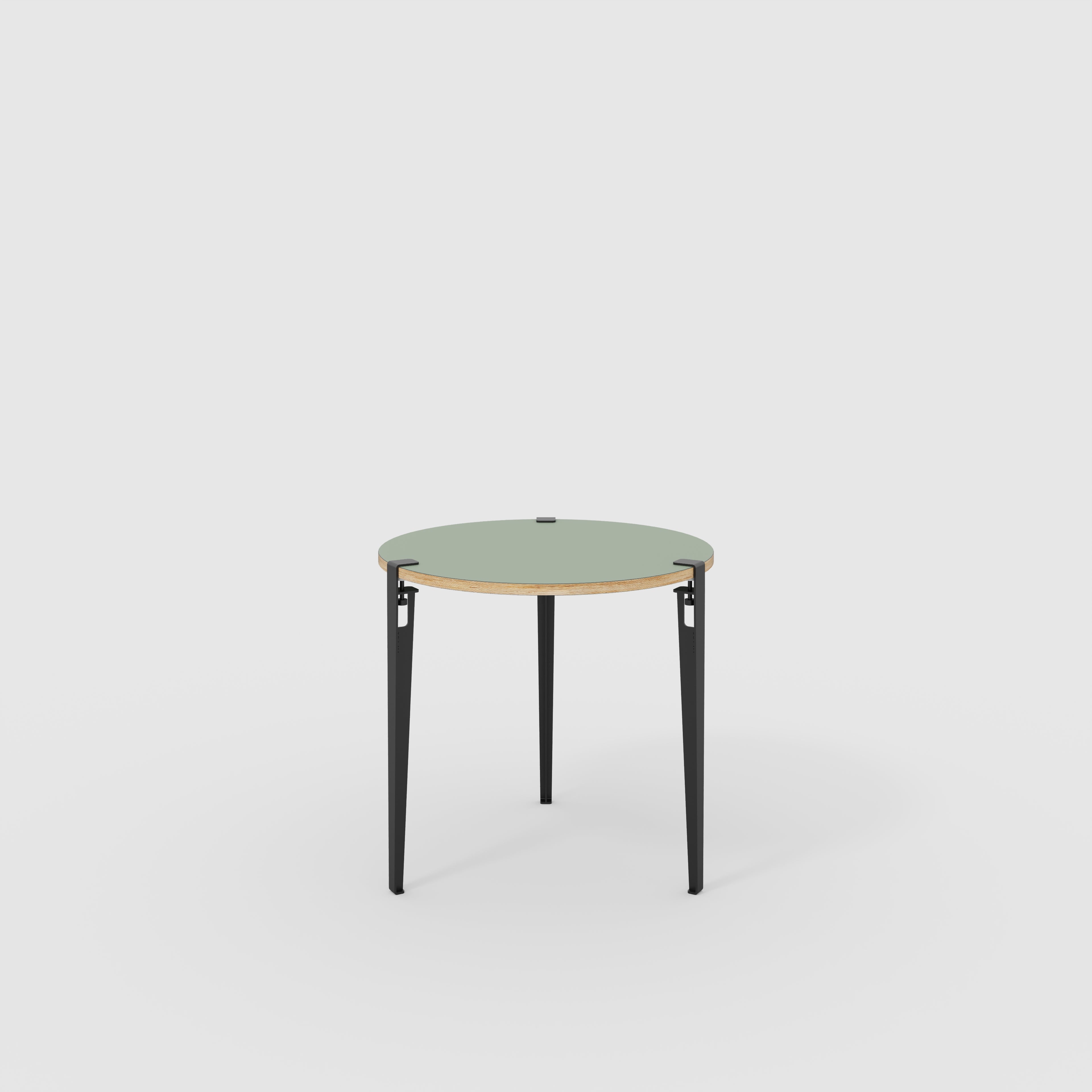 Round Table with Black Tiptoe Legs - Formica Green Slate - 800(dia) x 750(h)