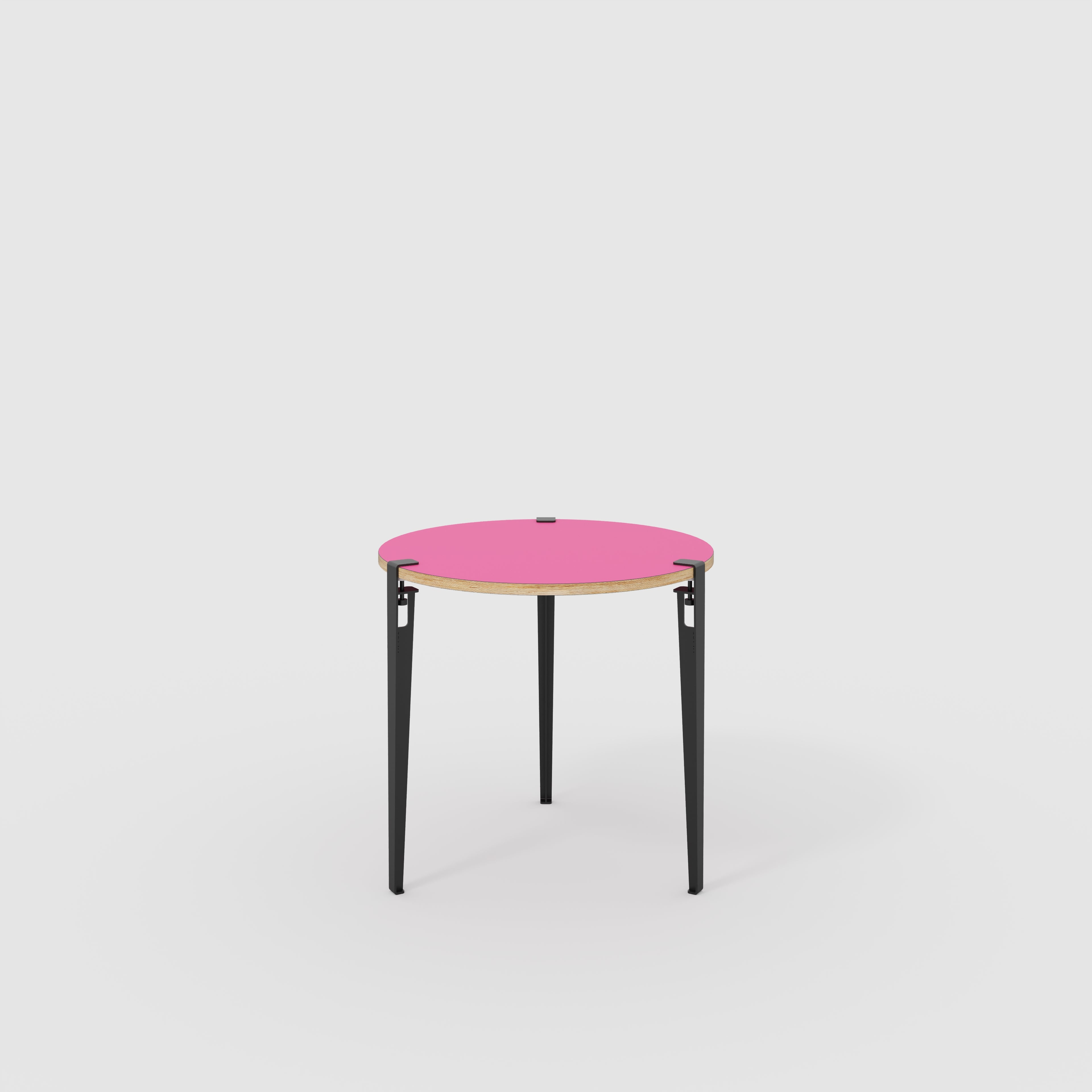 Round Table with Black Tiptoe Legs - Formica Juicy Pink - 800(dia) x 750(h)