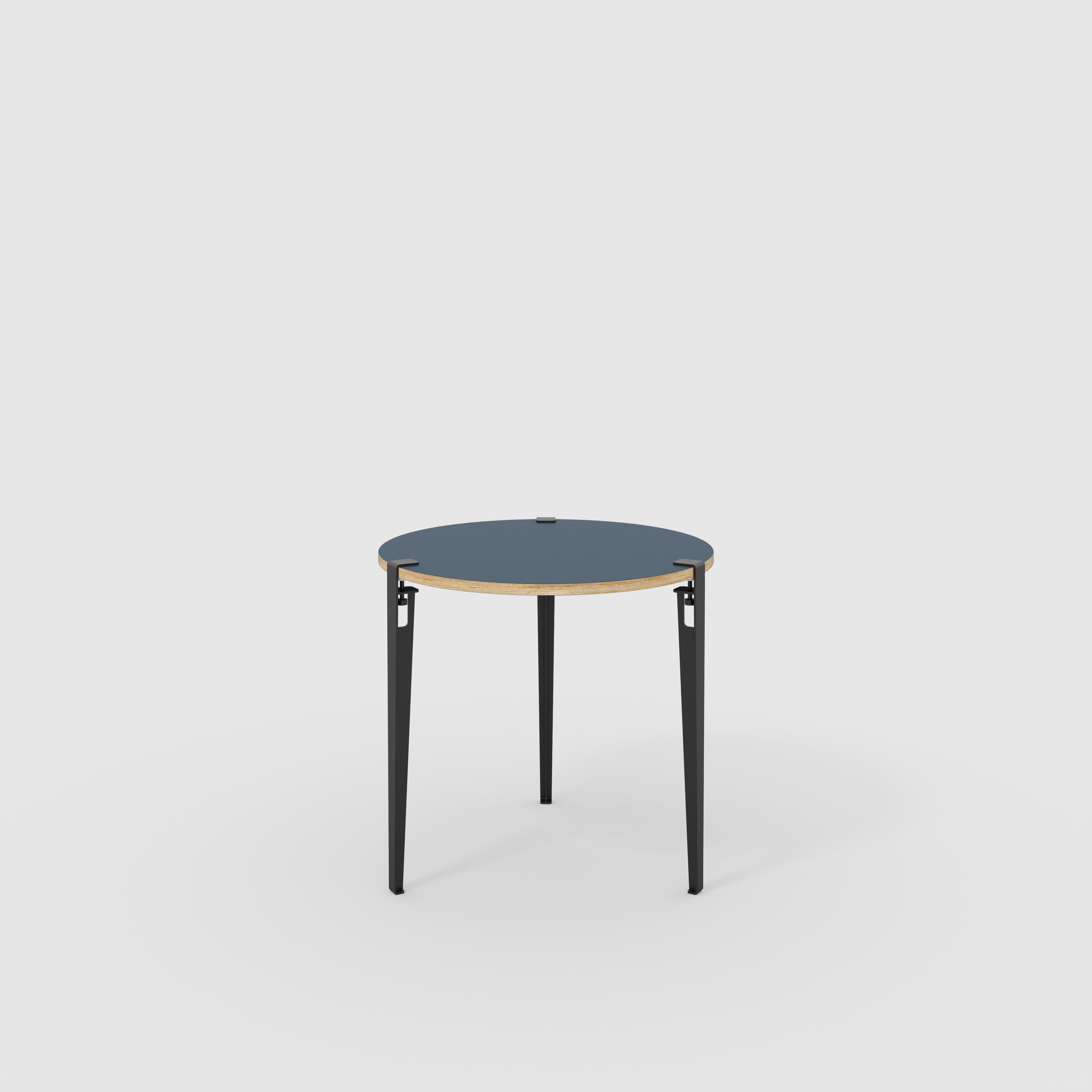 Round Table with Black Tiptoe Legs - Formica Night Sea Blue - 800(dia) x 750(h)