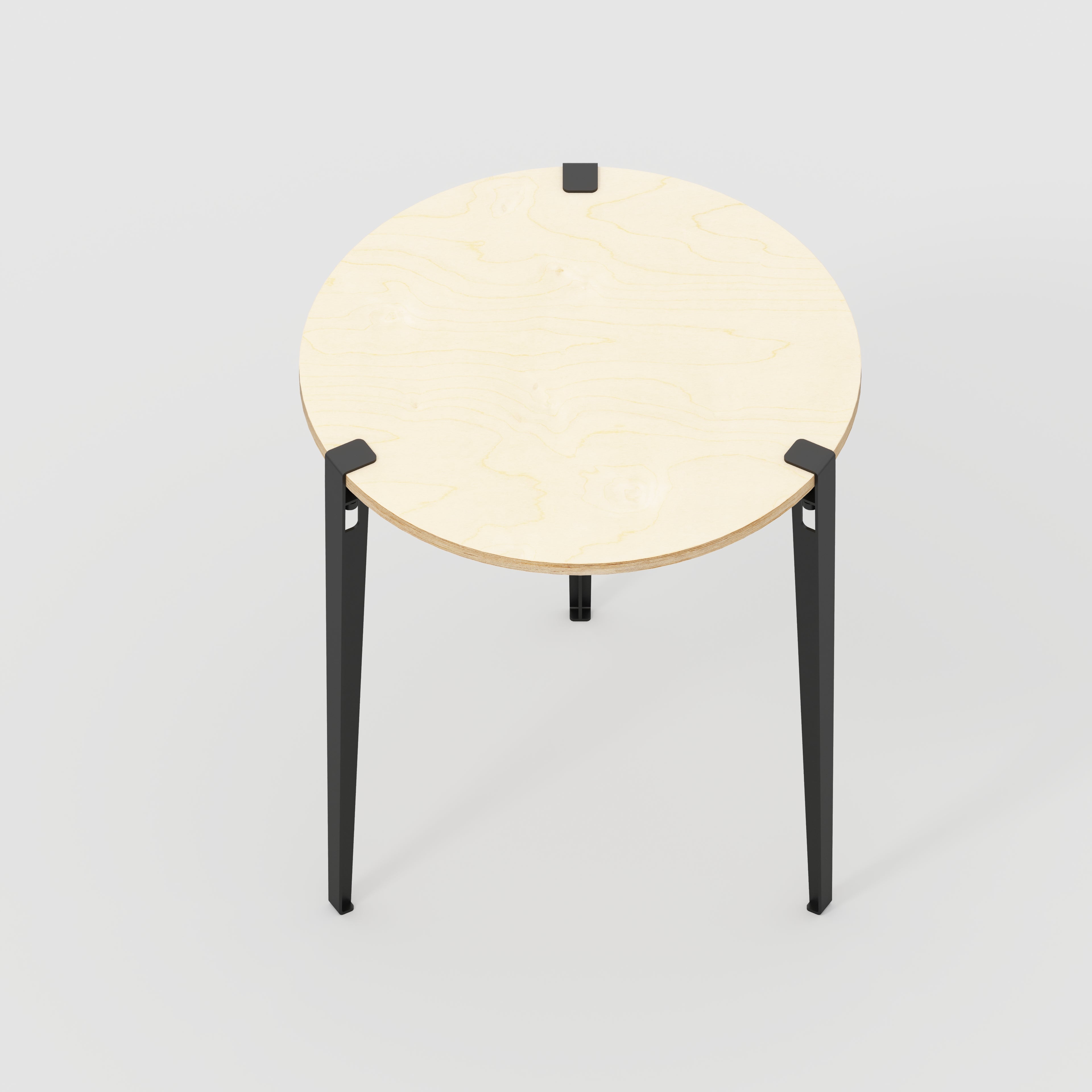 Round Table with Black Tiptoe Legs - Plywood Birch - 800(dia) x 900(h)