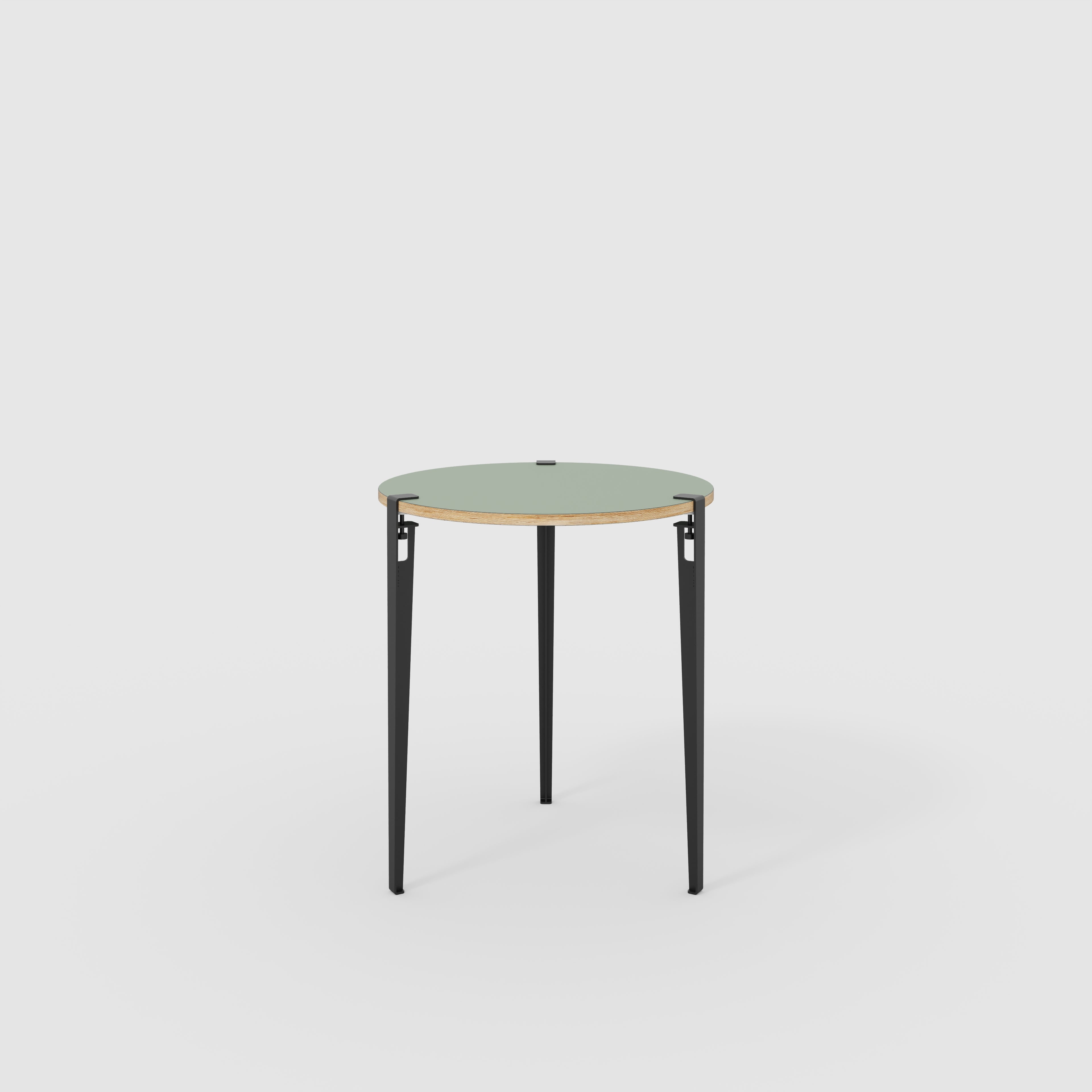 Round Table with Black Tiptoe Legs - Formica Green Slate - 800(dia) x 900(h)