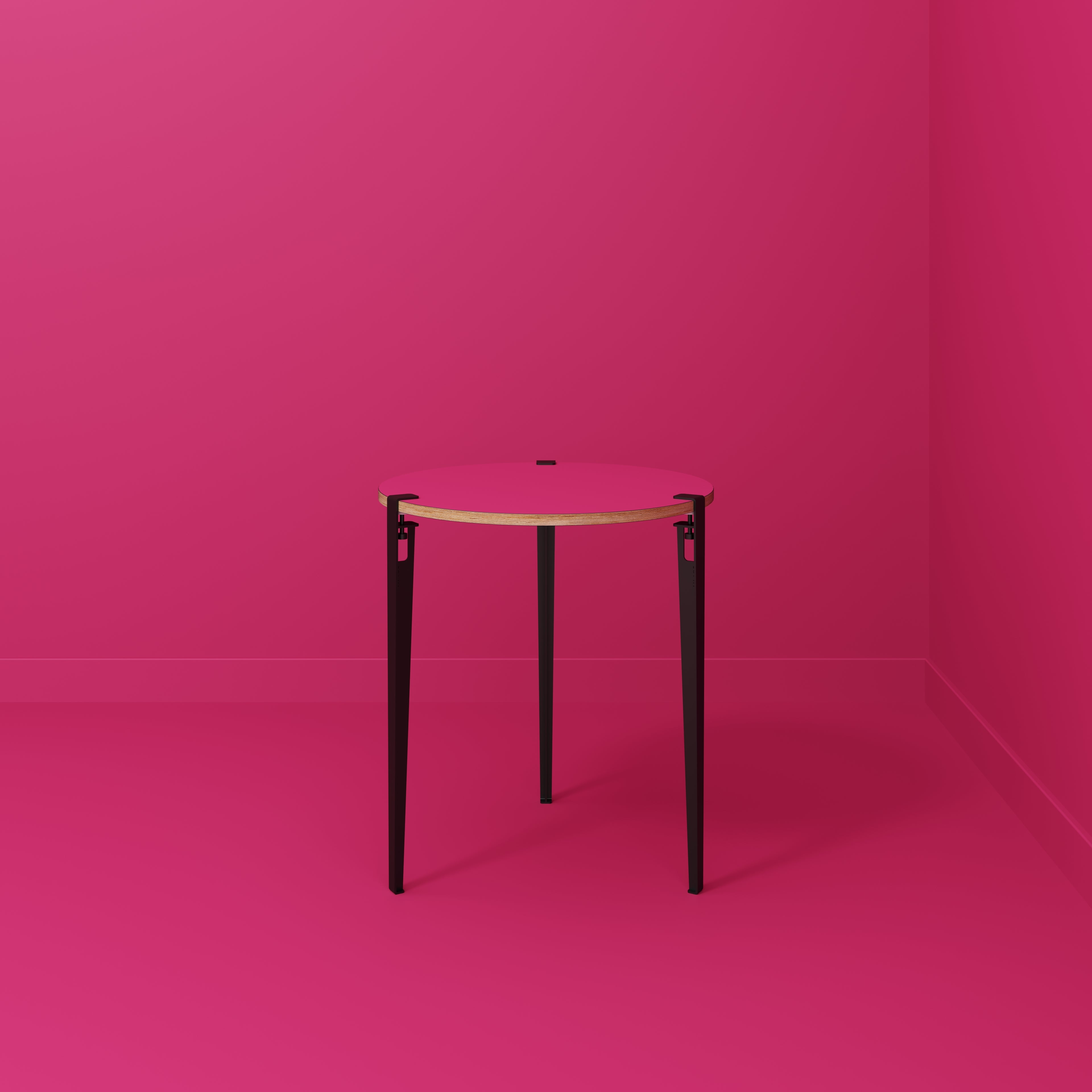 Round Table with Black Tiptoe Legs - Formica Juicy Pink - 800(dia) x 900(h)